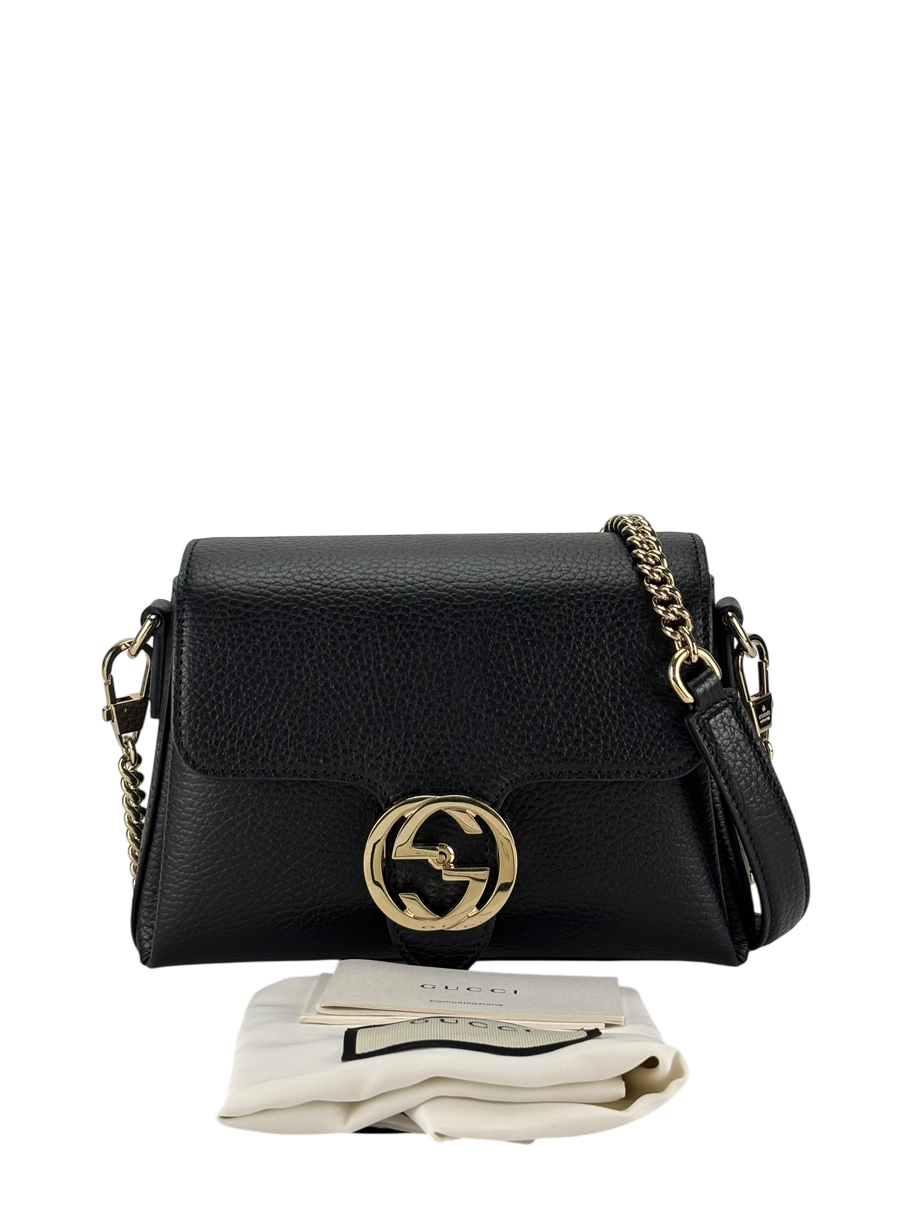 GUCCI - Black Interlocking G Chain Shoulder Bag