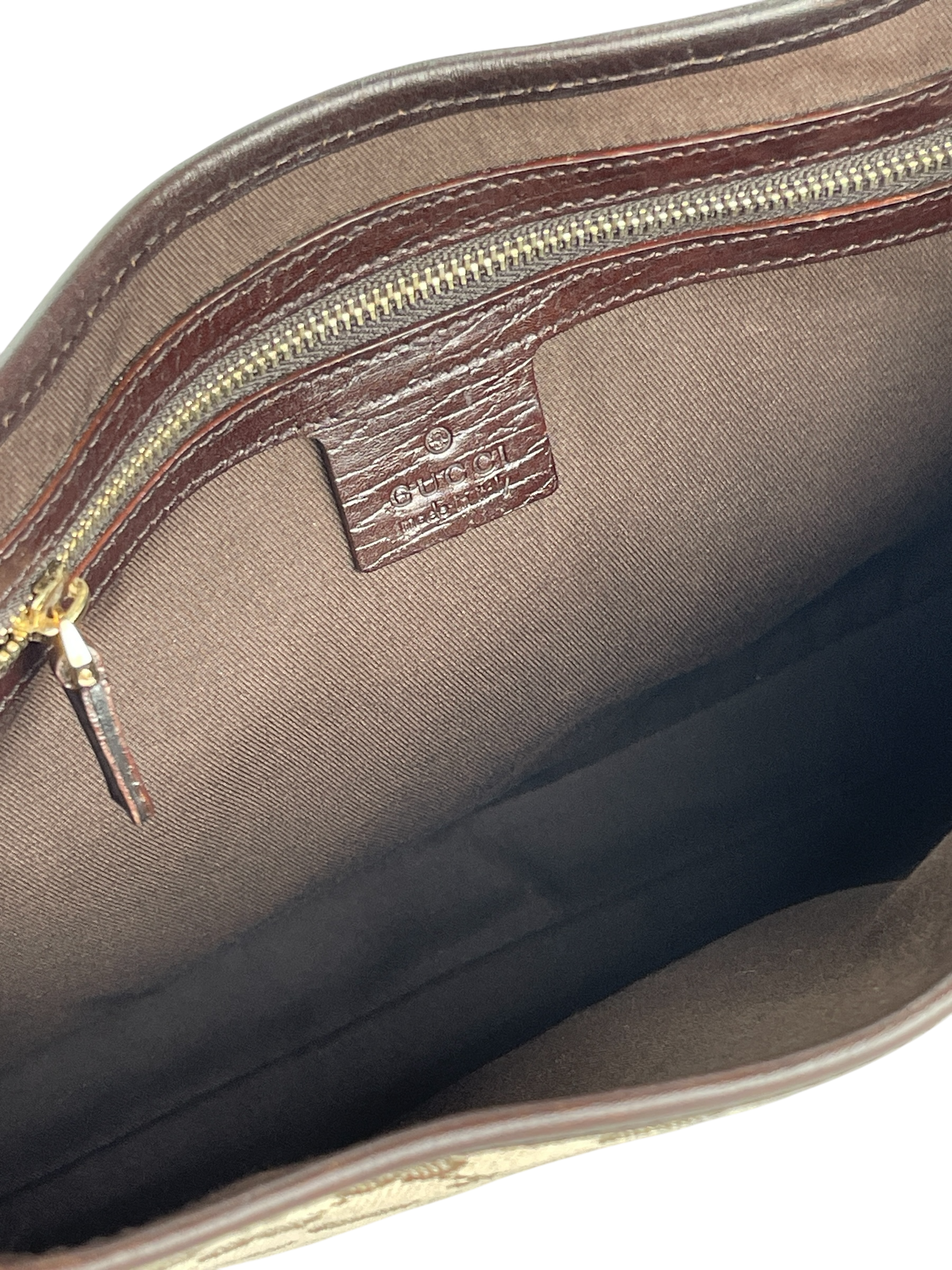 GUCCI - Brown Canvas leather Fastener Jackie Shoulder Bag