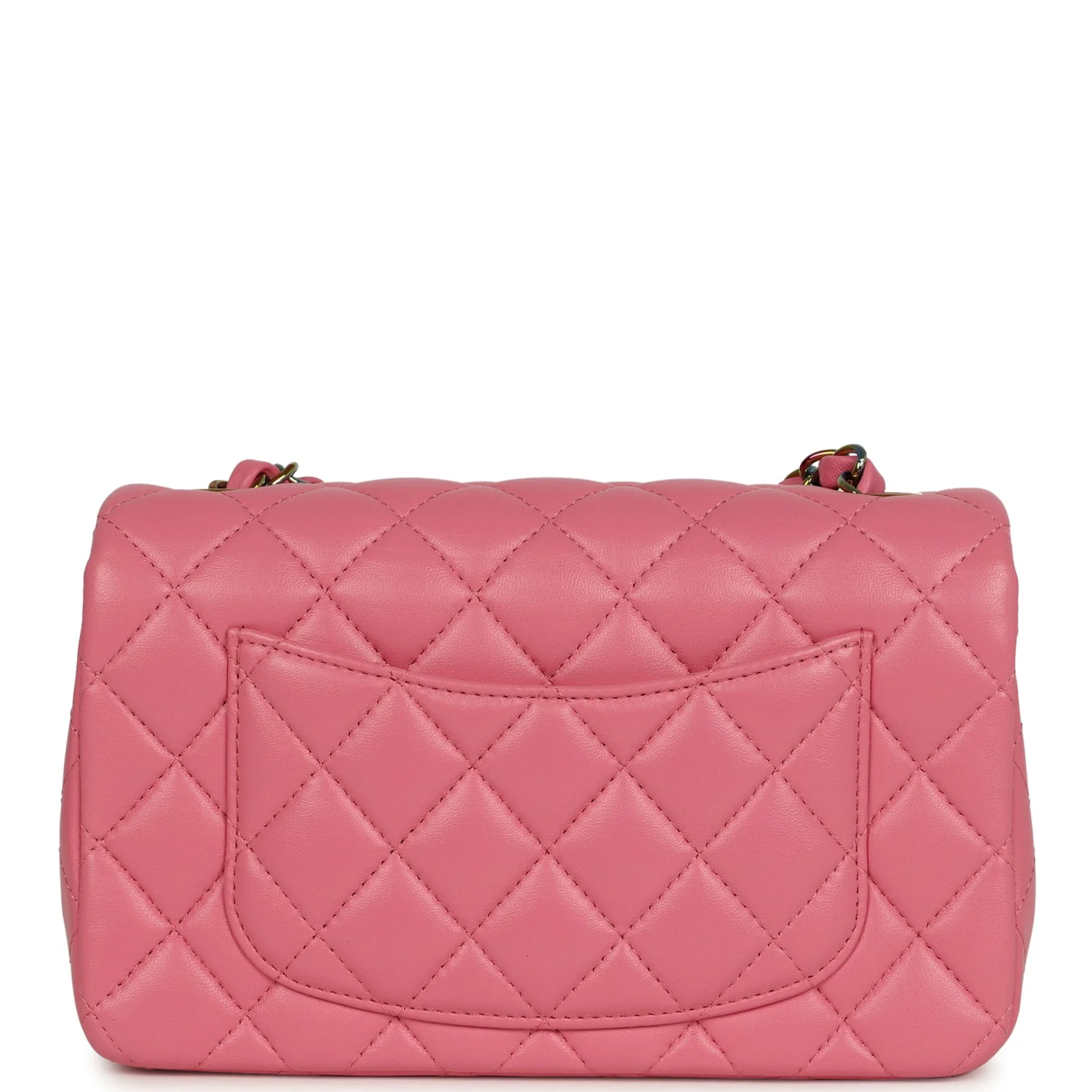 Chanel Mini Classic Rectangular Flap Bag Pink and Yellow Lambskin Iridescent Hardware