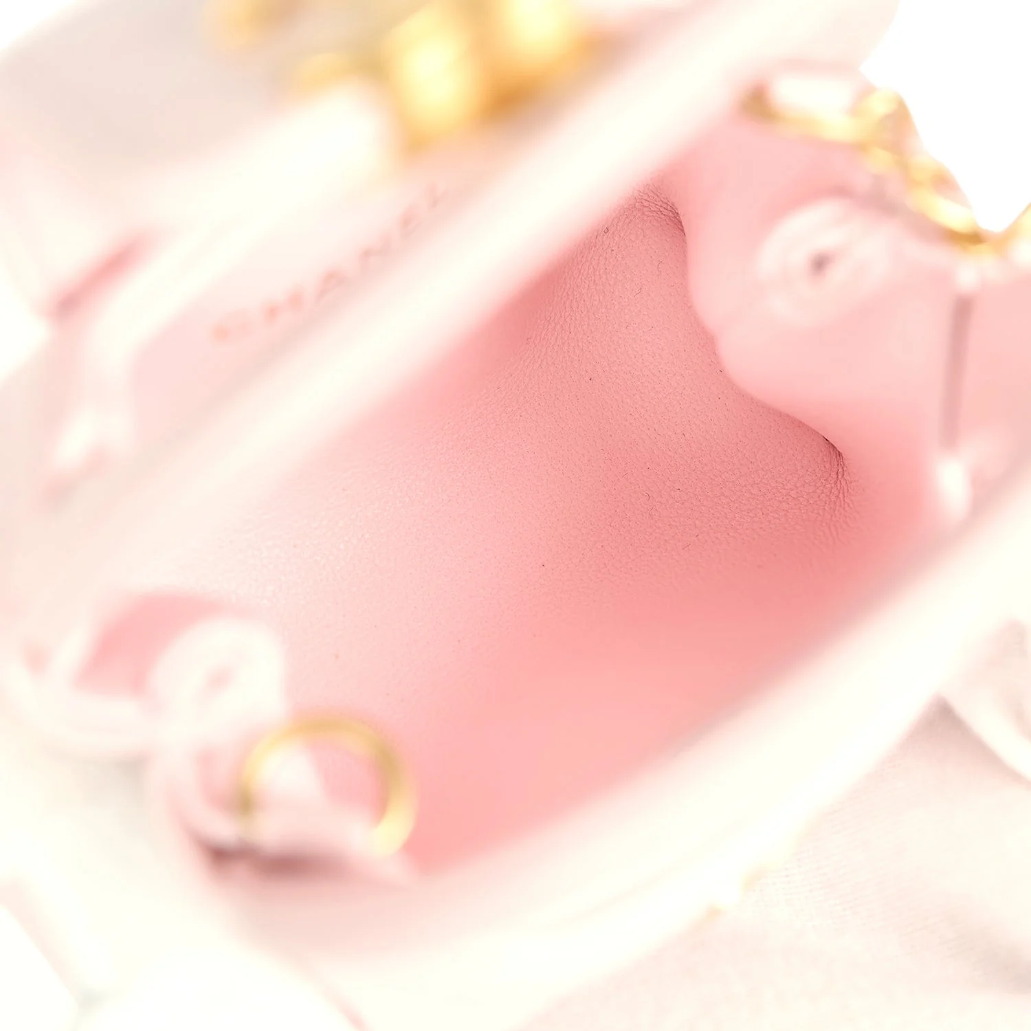 Chanel Nano Kelly Bag Charm Light Pink Shiny Lambskin Brushed Gold Hardware