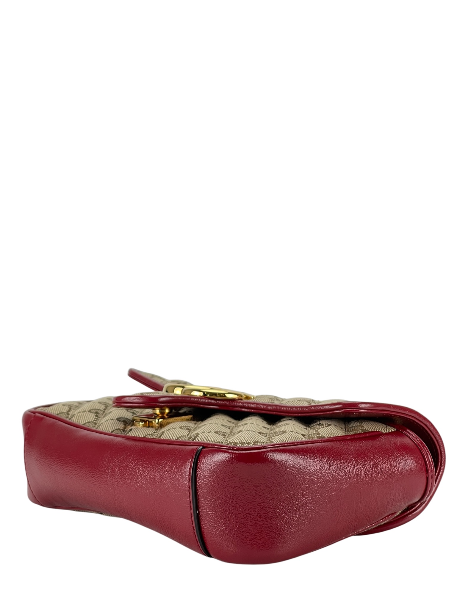 GUCCI - Small Beige Red GG Marmont Shoulder Bag