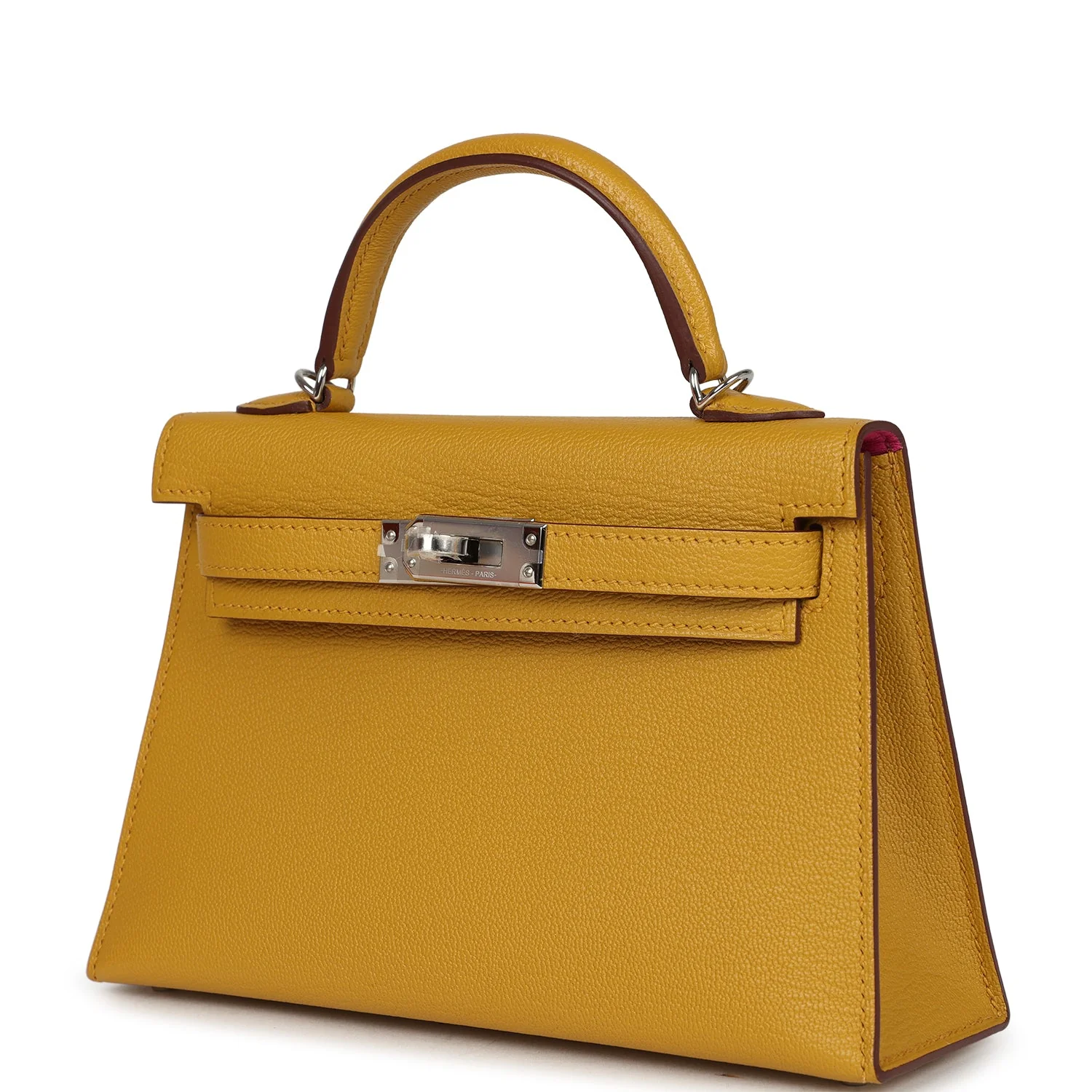 Hermes Kelly Sellier 20 Jaune Ambre Verso Chèvre Mysore Palladium Hardware