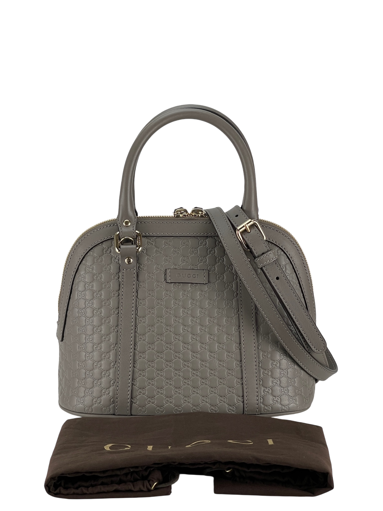 GUCCI - Grey Calfskin Micro Guccissima Leather Dome Bag