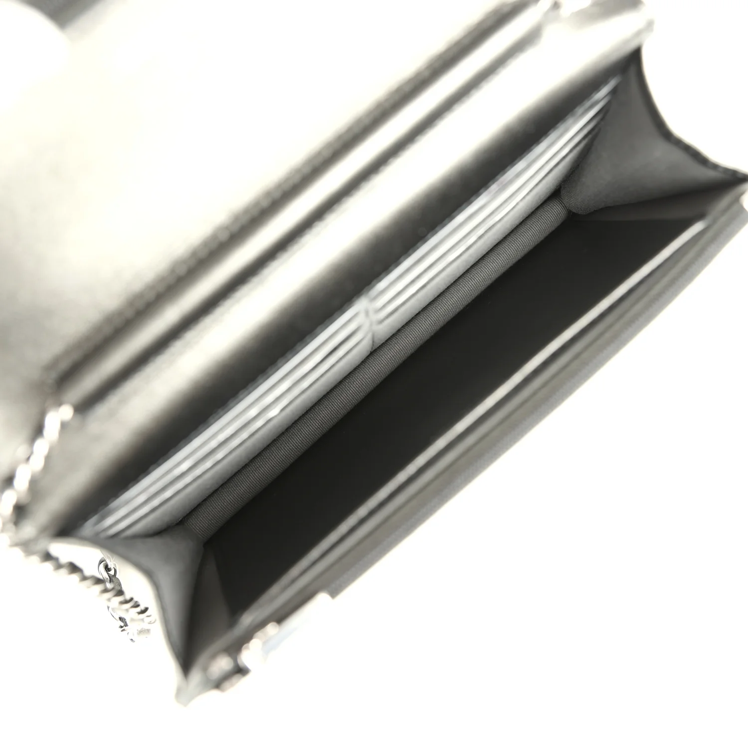 Chanel Wallet On Chain WOC Metallic Grey Lambskin Silver Hardware