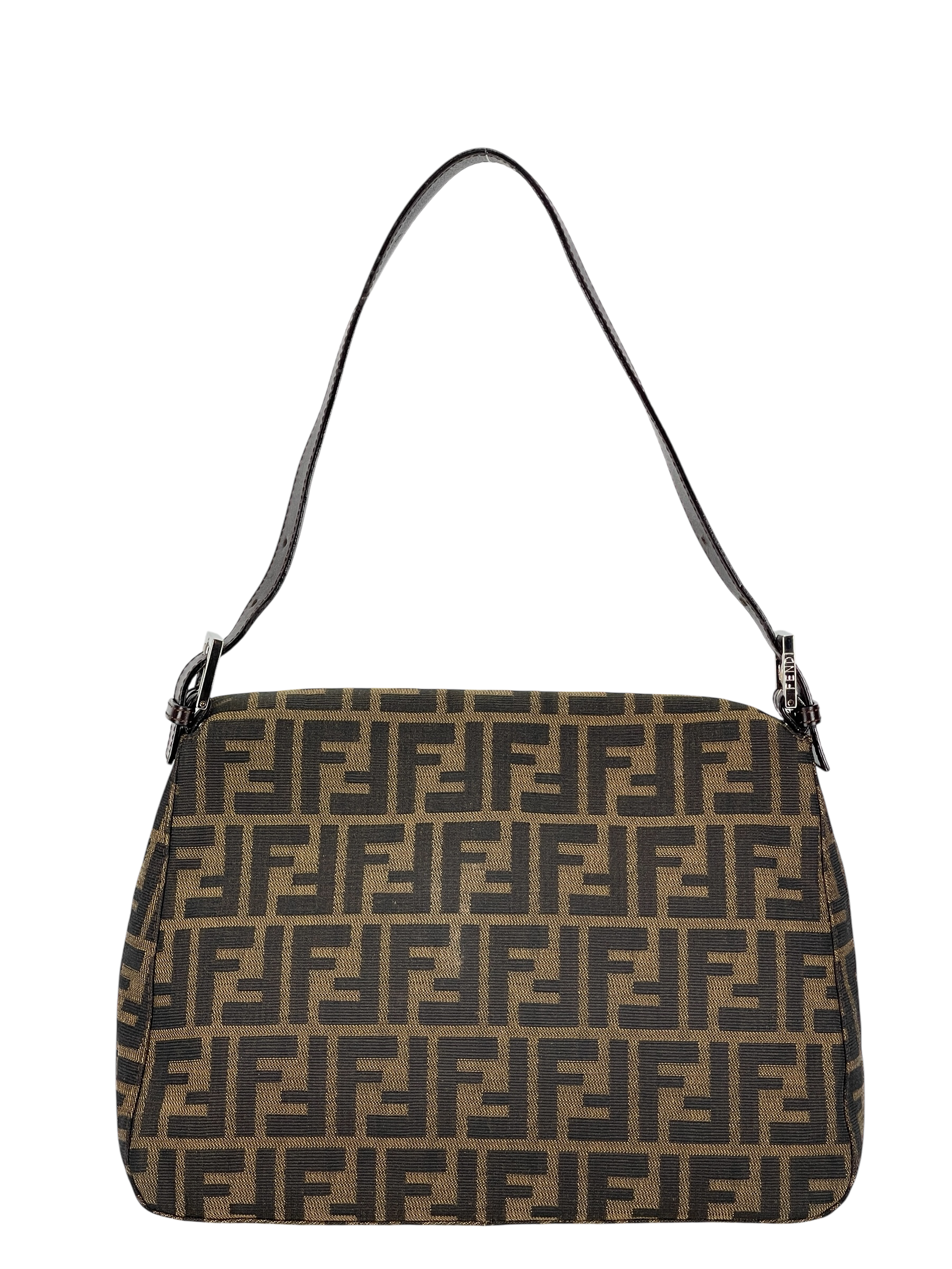 FENDI - Brown Zucca Mamma Baguette Handbag Silver Hardware