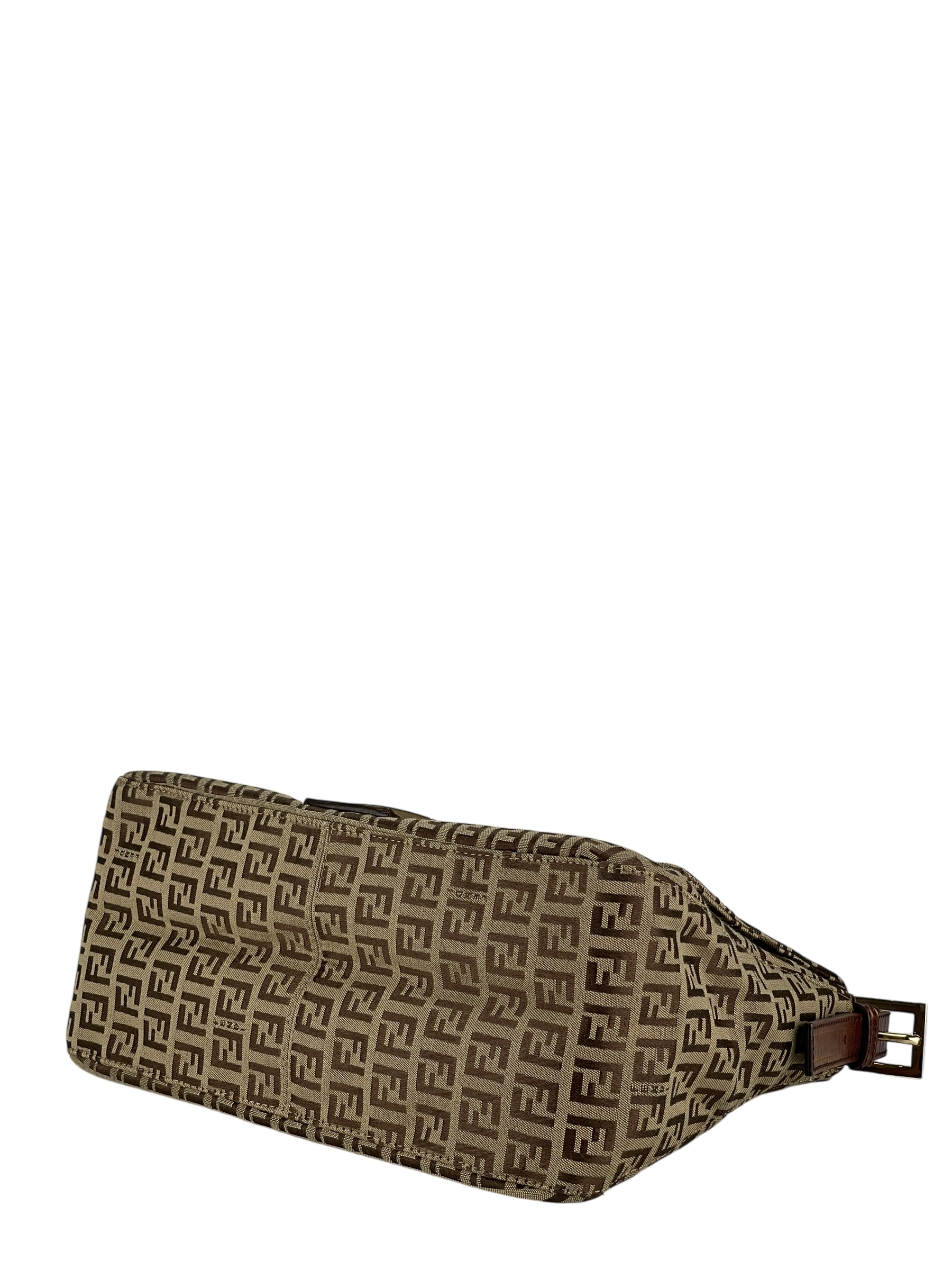 FENDI - Beige Zucca Mamma Baguette Handbag Gold Hardware