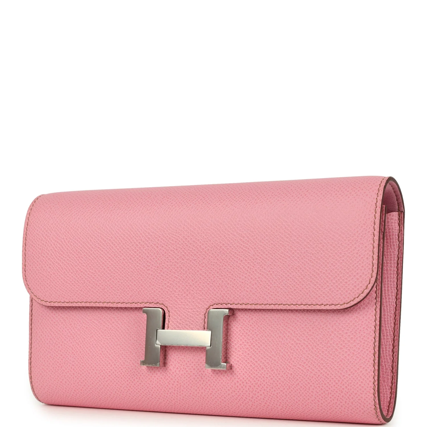 Pre-owned Hermes Constance Wallet To Go Bubblegum Epsom Palladium Hardware