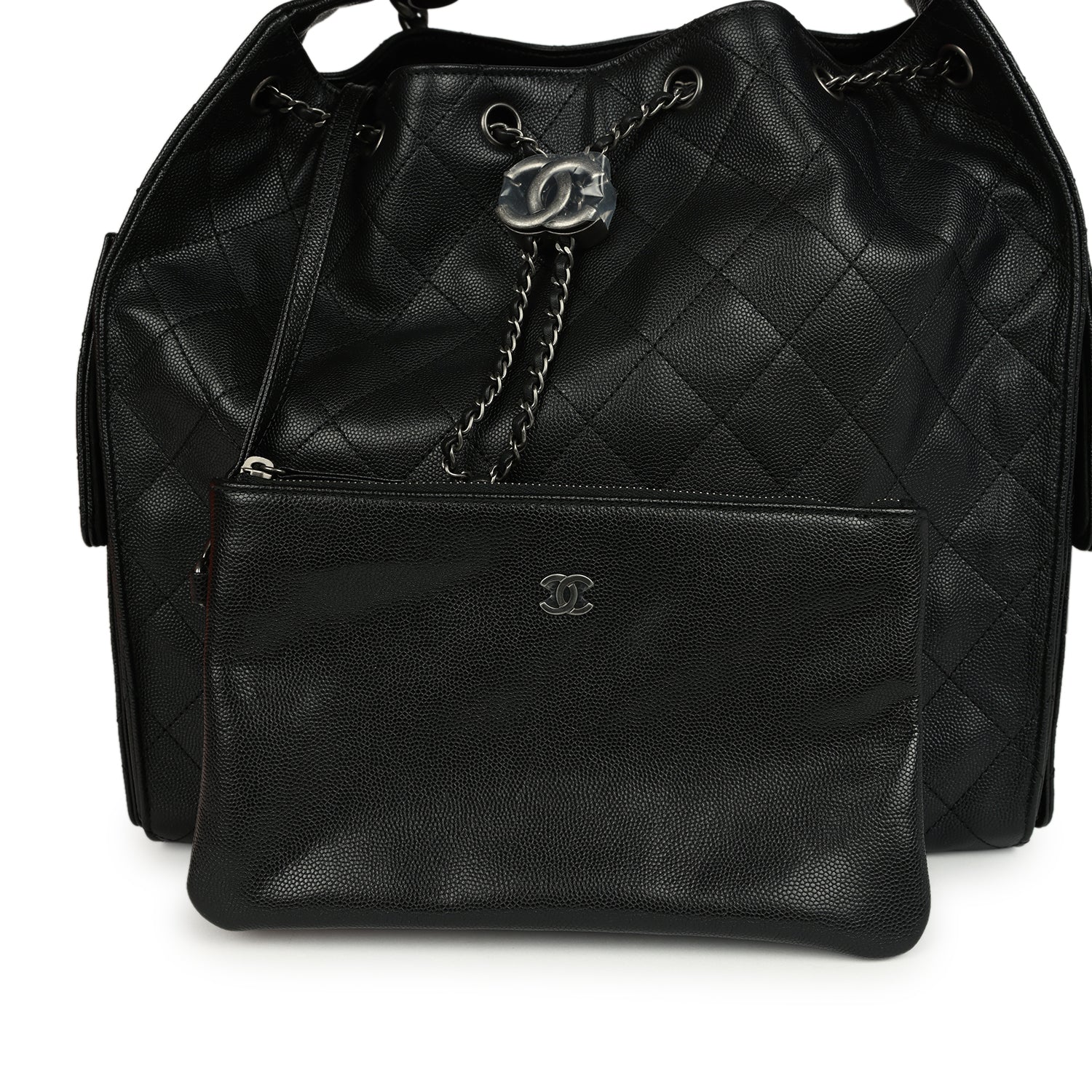 Chanel Medium 25 Hobo Bag Black Caviar Aged Ruthenium Hardware