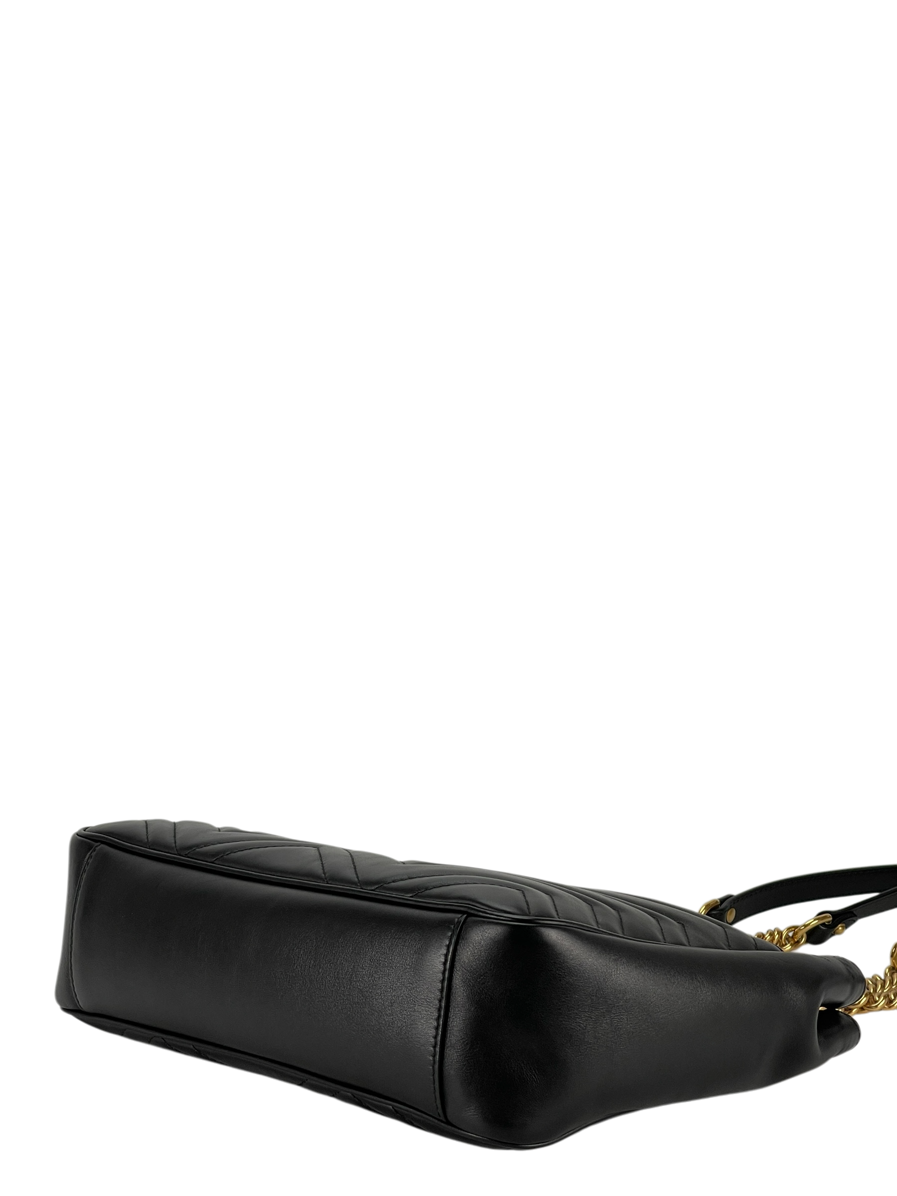 GUCCI - GG Marmont Open Top Shoulder Bag Black Matelassé
