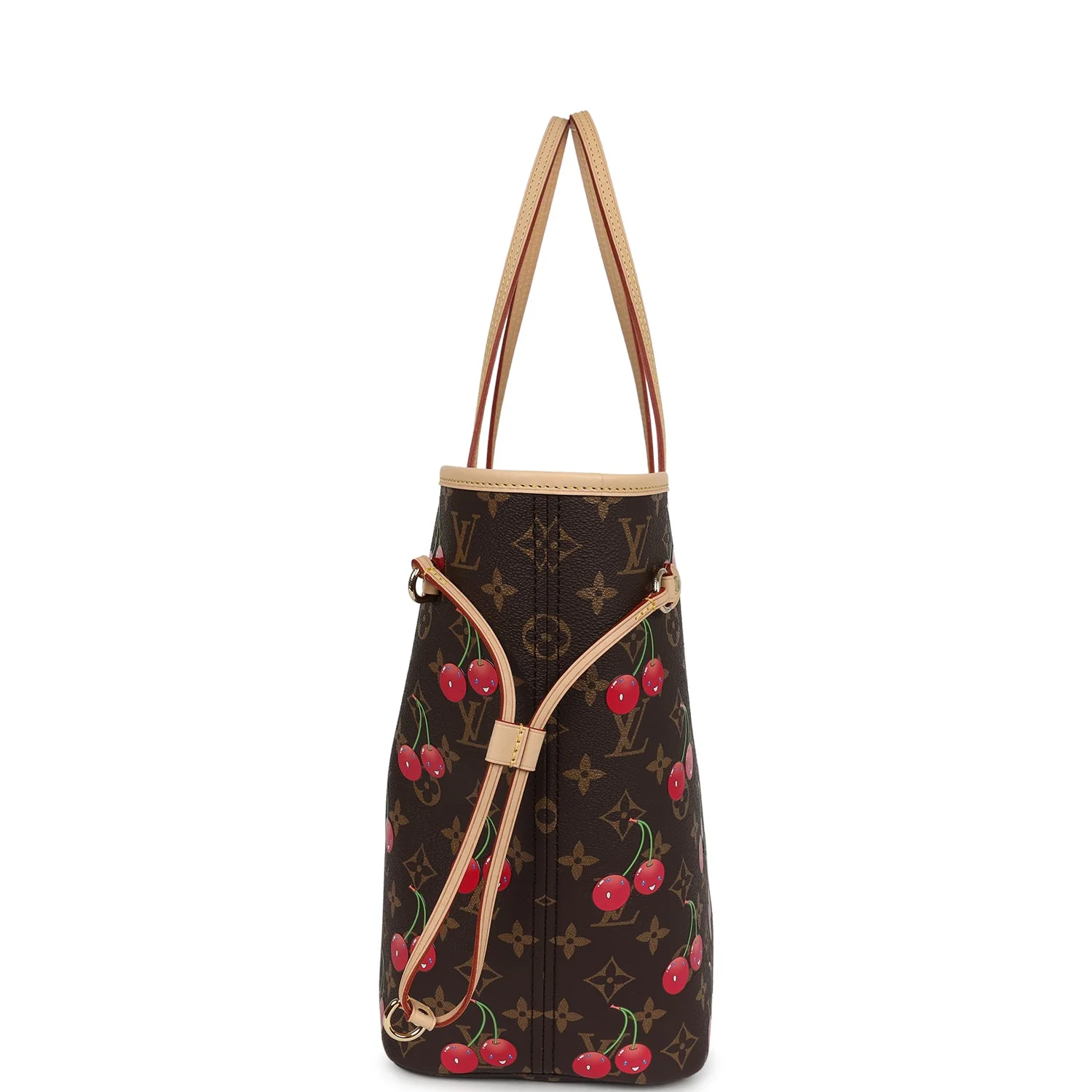 Louis Vuitton X Takashi Murakami Neverfull MM Cherry Brown Monogram Gold Hardware