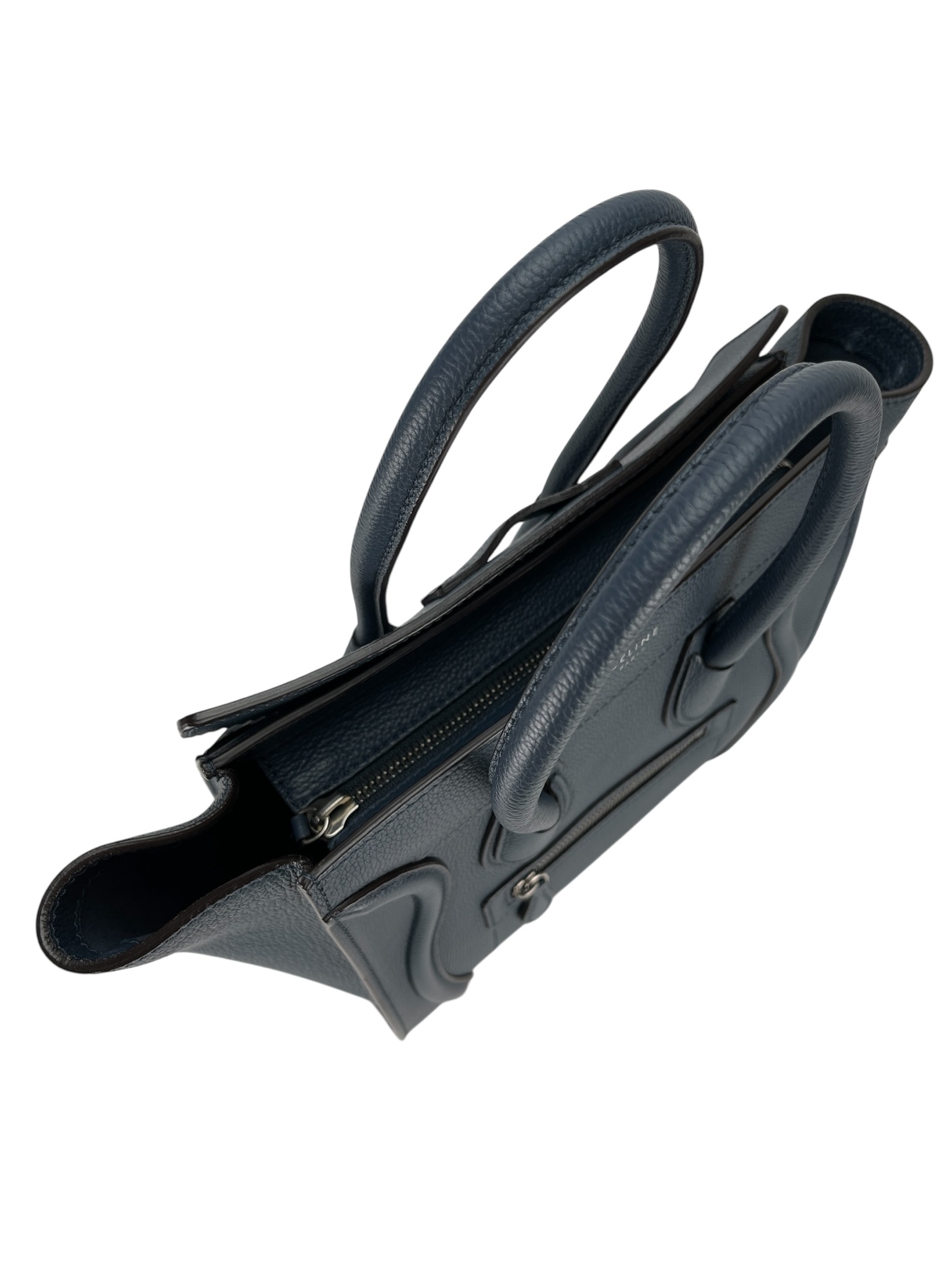 CELINE - Micro Luggage handbag in Drummed Calfskin Blue