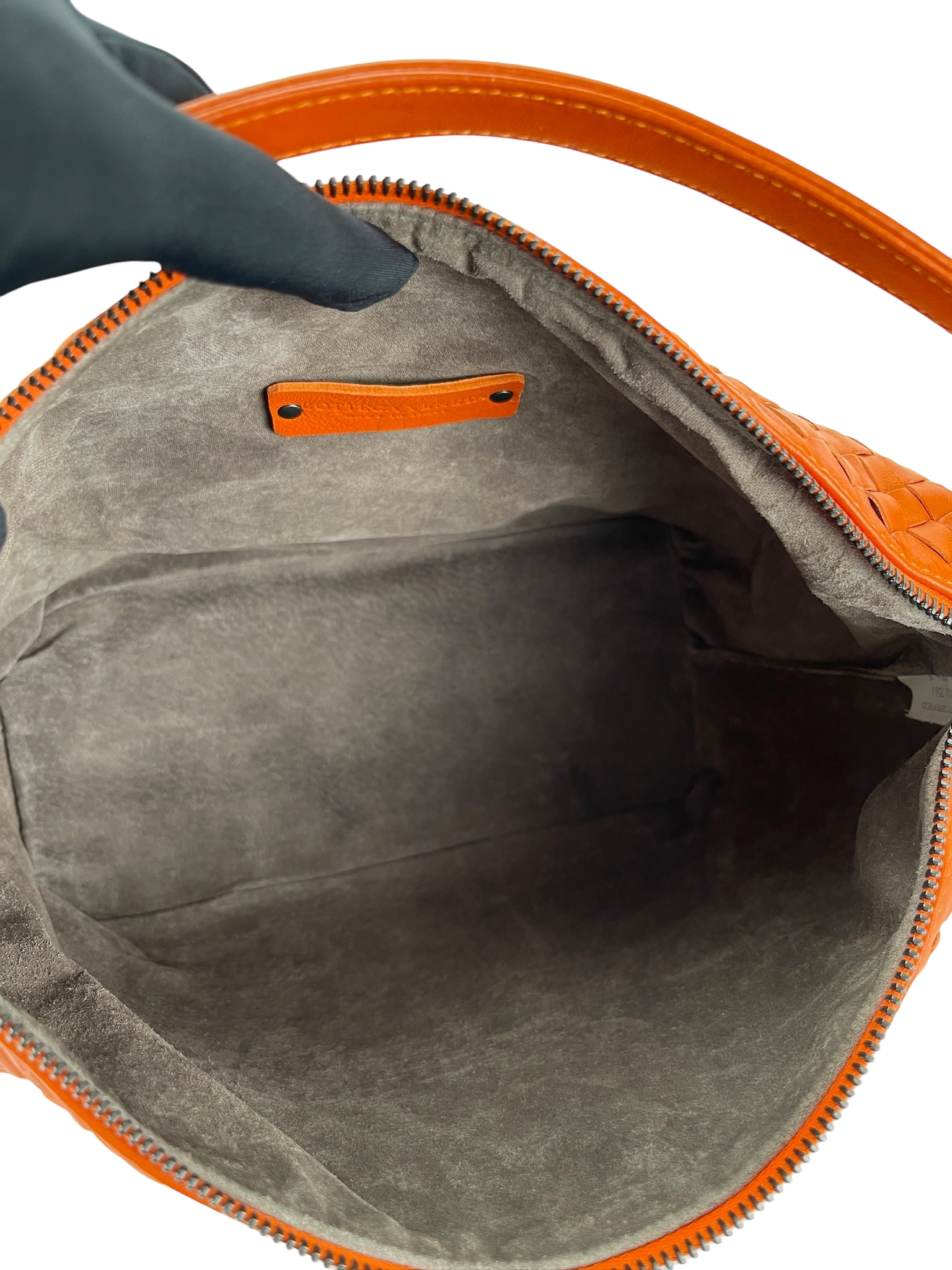 BOTTEGA VENETA - Zip Hobo Intrecciato Nappa Orange Calfskin