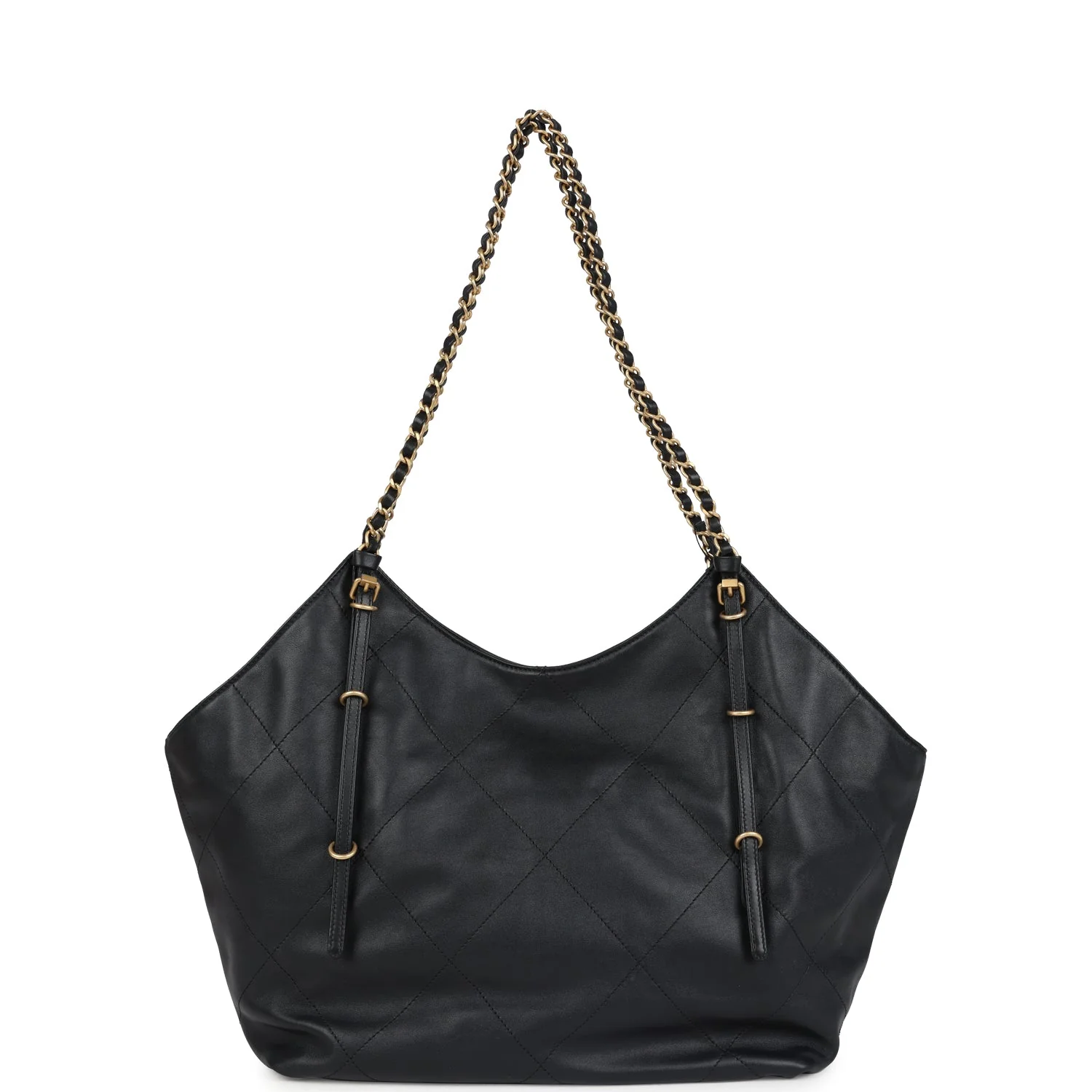 Chanel Small Coco Shopping Bag Black Calfskin Antique Gold Hardware