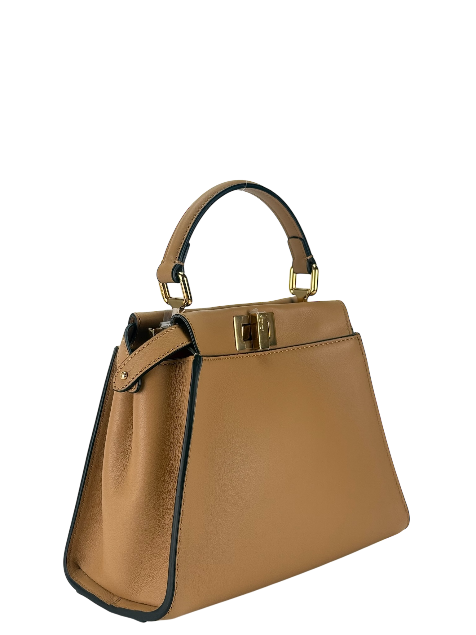 FENDI - Peekaboo Soft Small Brown Calfskin Leather bag Gold Hardware