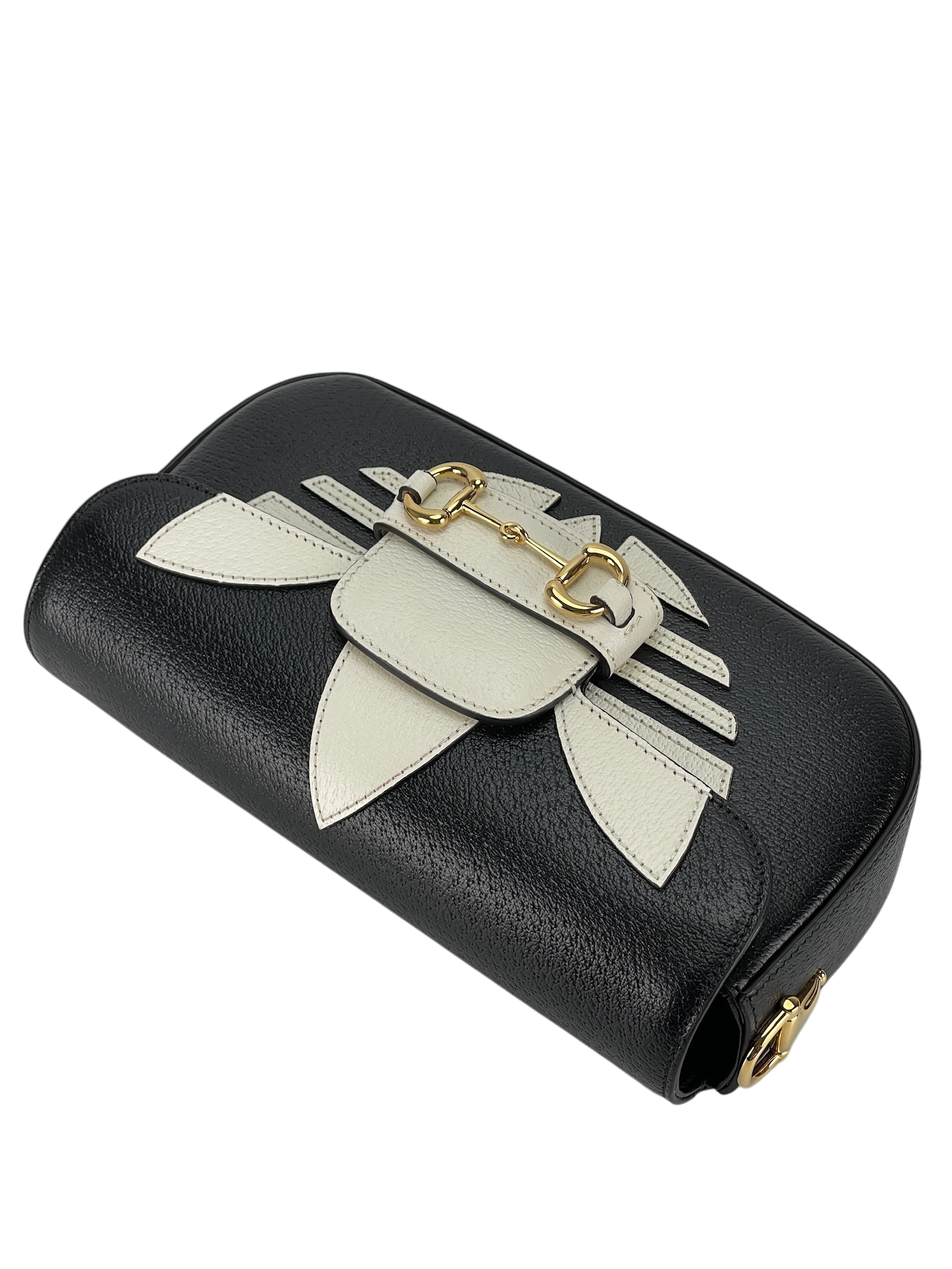 GUCCI - Gucci x Adidas Horsebit 1955 Shoulder Bag Black White Calfskin
