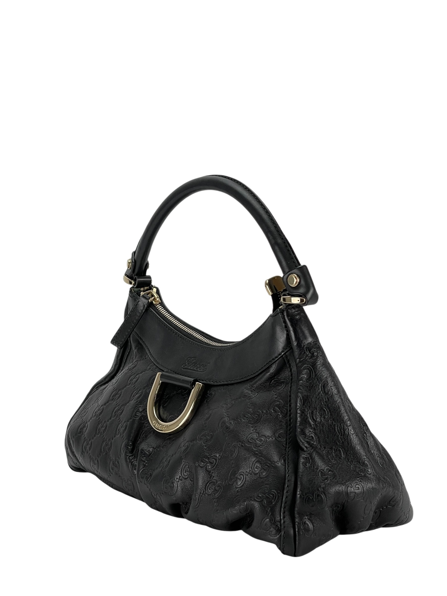 GUCCI - Black GG Shima Abbey Hobo Bag