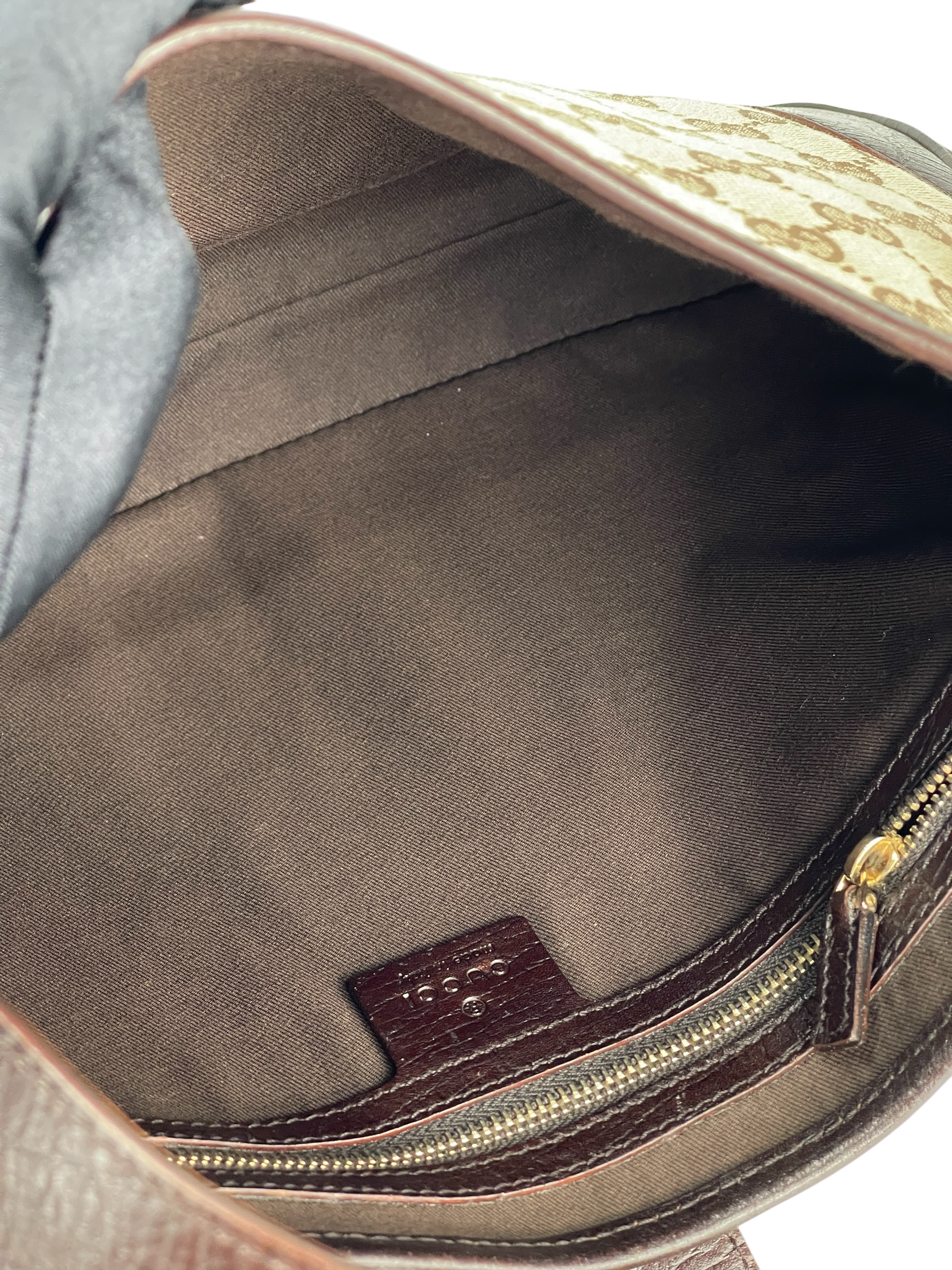 GUCCI - Brown Canvas leather Fastener Jackie Shoulder Bag