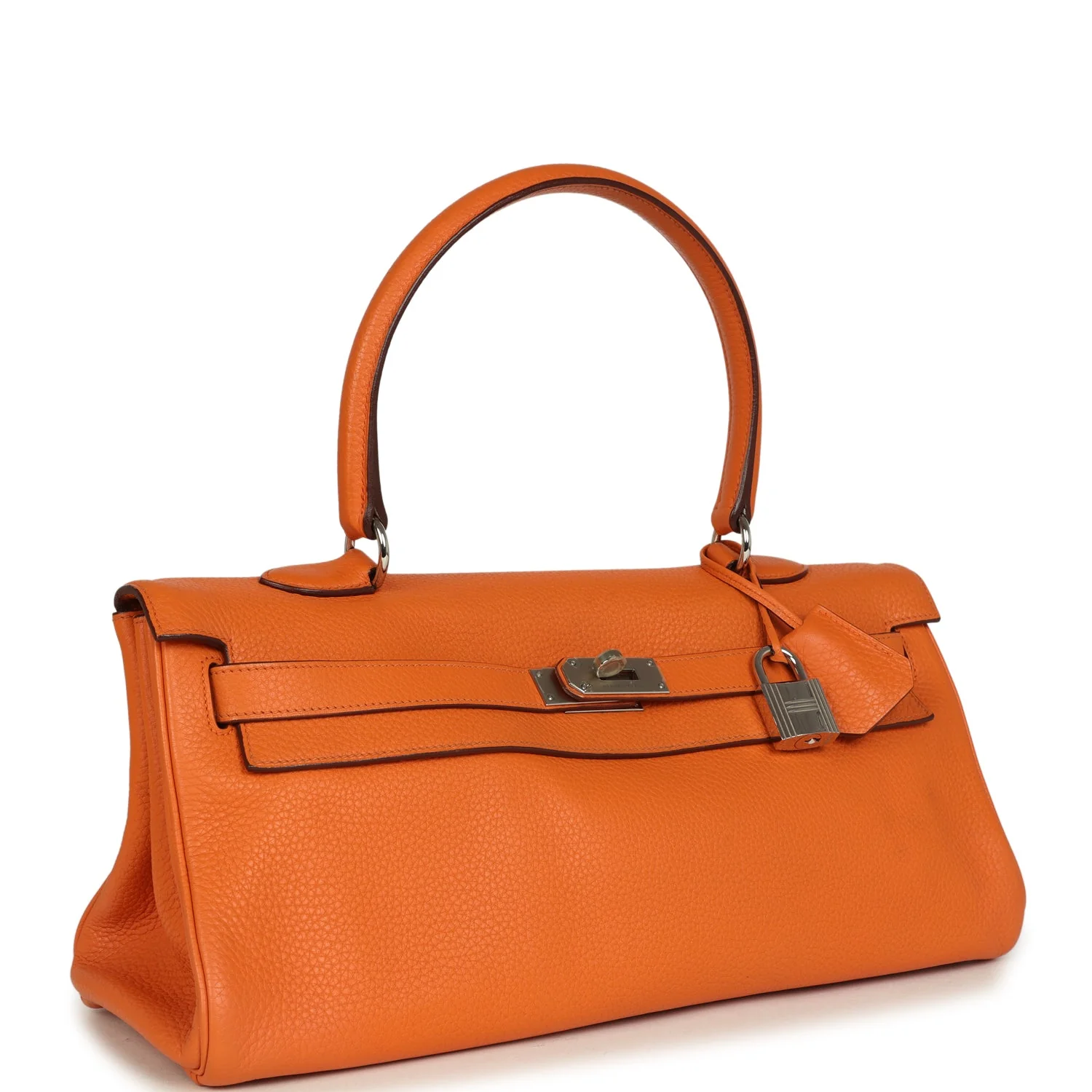 Vintage Hermes Shoulder Kelly 42 JPG Orange Clemence Palladium Hardware