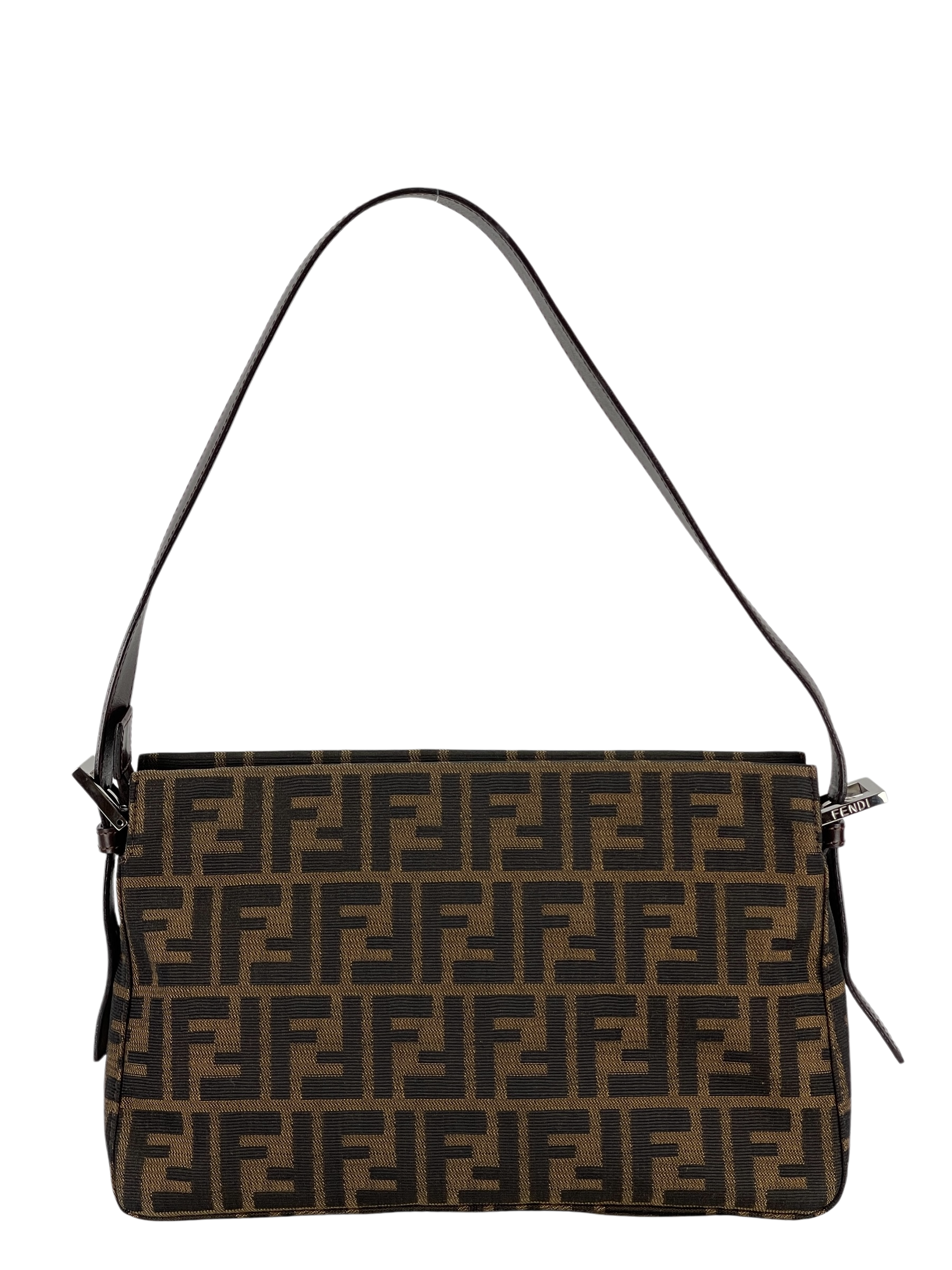 FENDI - Canvas Zucca Shoulder Bag Silver Hardware