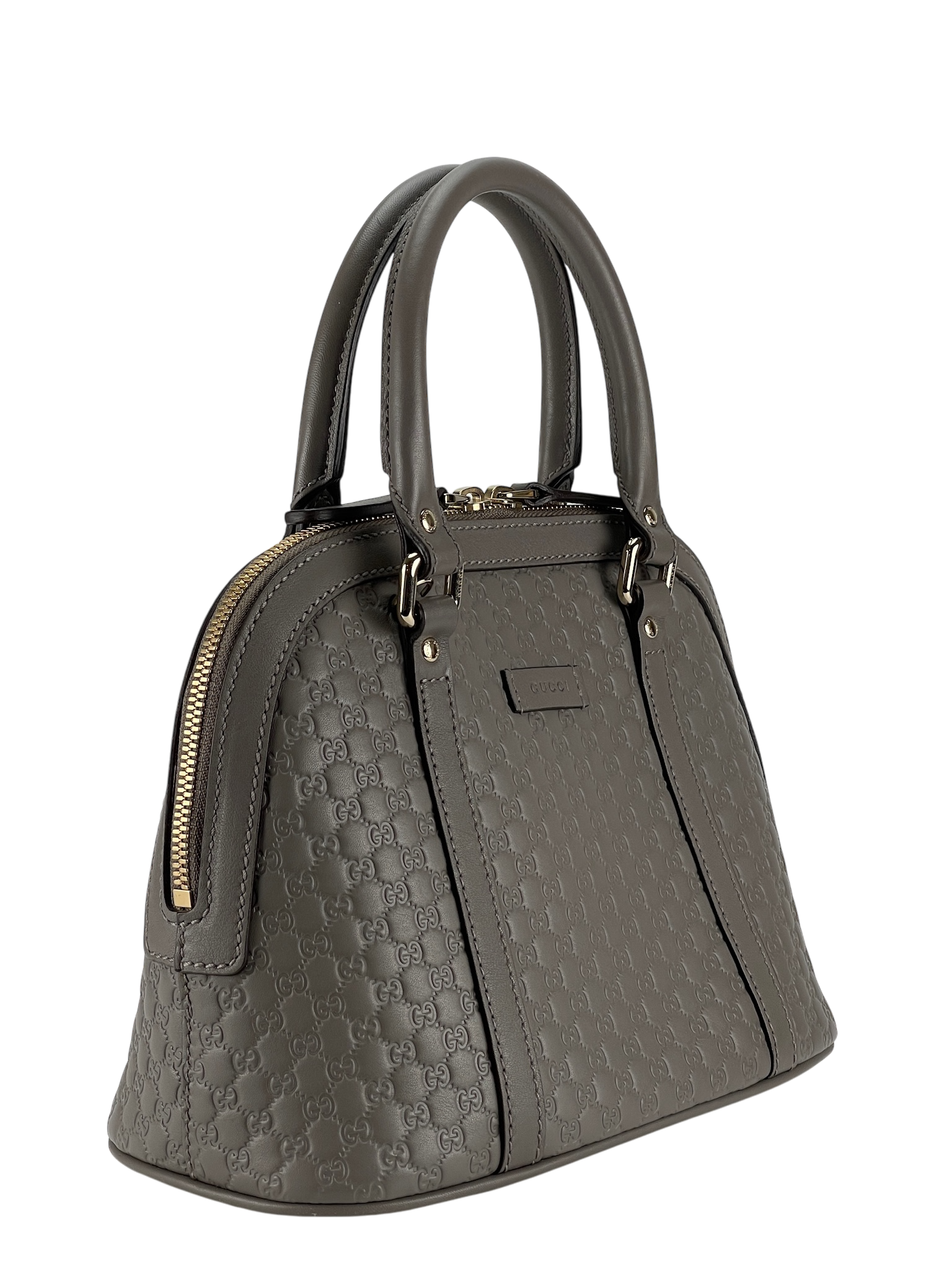 GUCCI - Grey Calfskin Micro Guccissima Leather Dome Bag