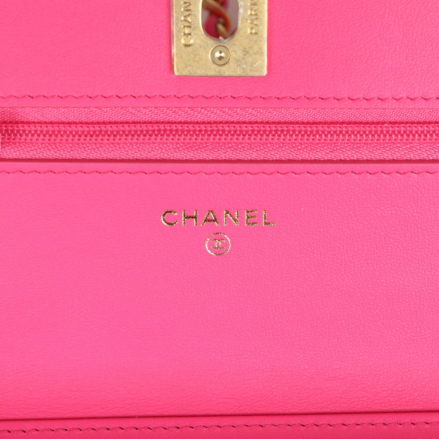 Chanel Wallet on Chain WOC Fuchsia Caviar Antique Gold Hardware
