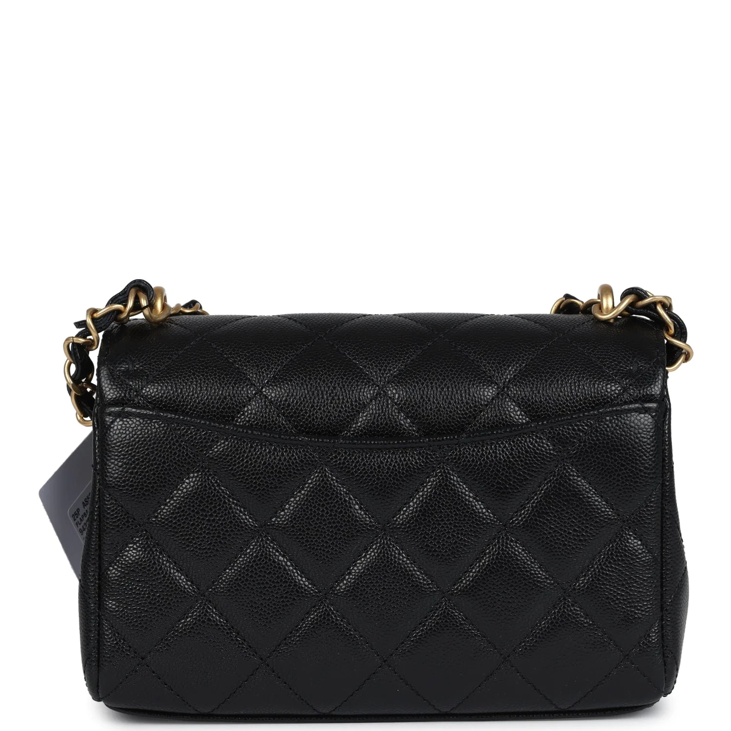 Chanel Mini Top Handle Flap Bag Black Grained Calfskin Brushed Gold Hardware