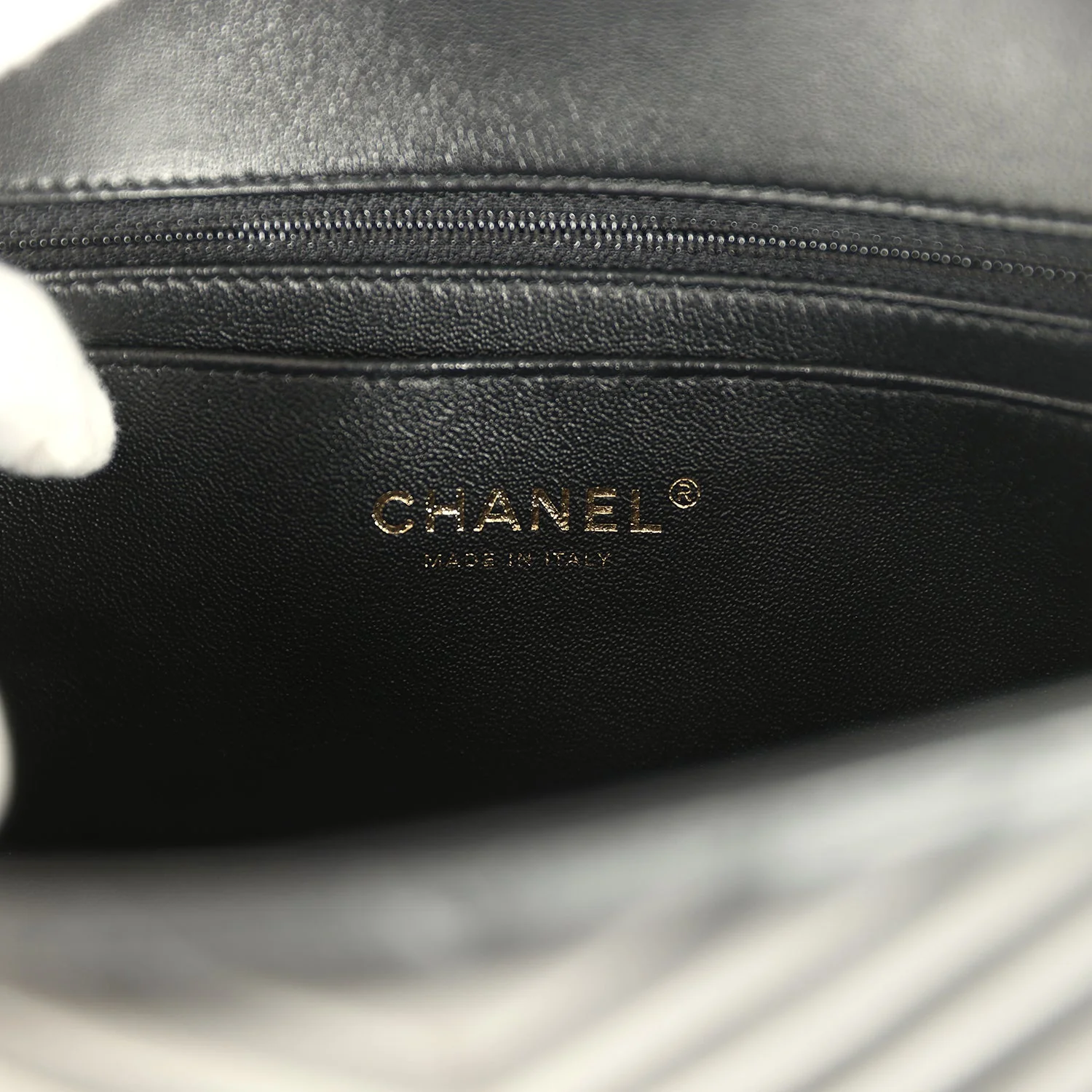 Chanel Mini Chevron Classic Rectangular Flap Bag Black Lambskin Light Gold Hardware