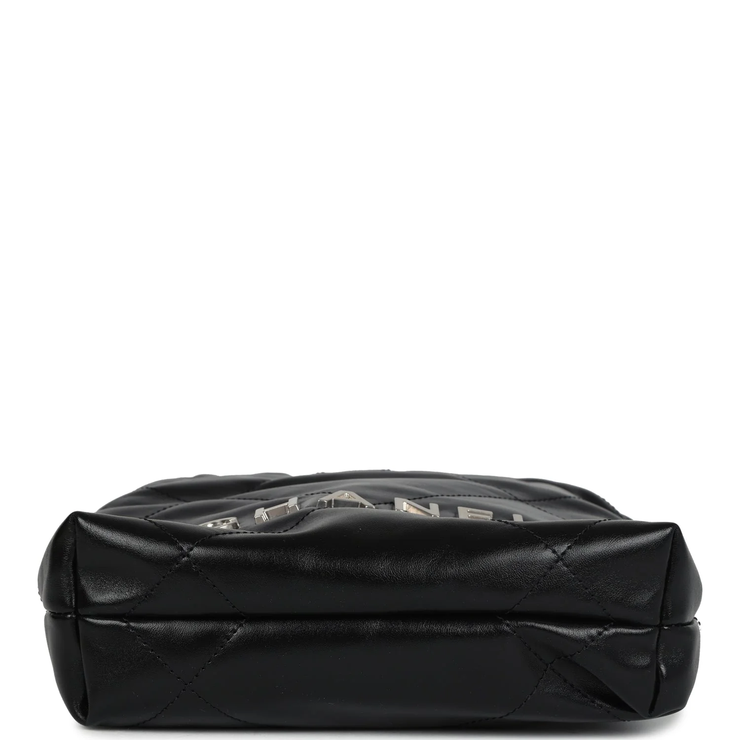 Chanel Mini 22 Bag Black Shiny Calfskin Brushed Silver Hardware