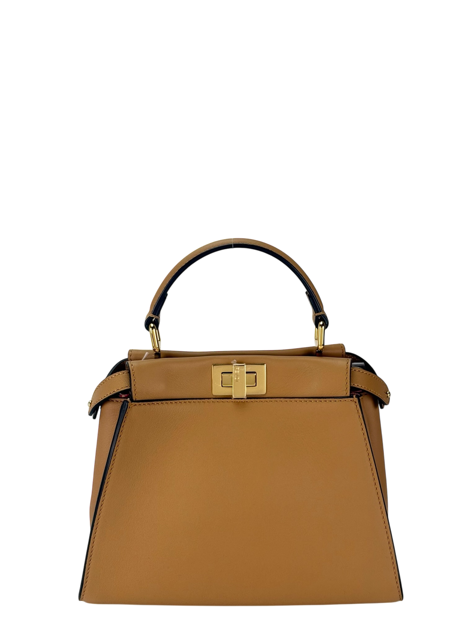 FENDI - Peekaboo Soft Small Brown Calfskin Leather bag Gold Hardware
