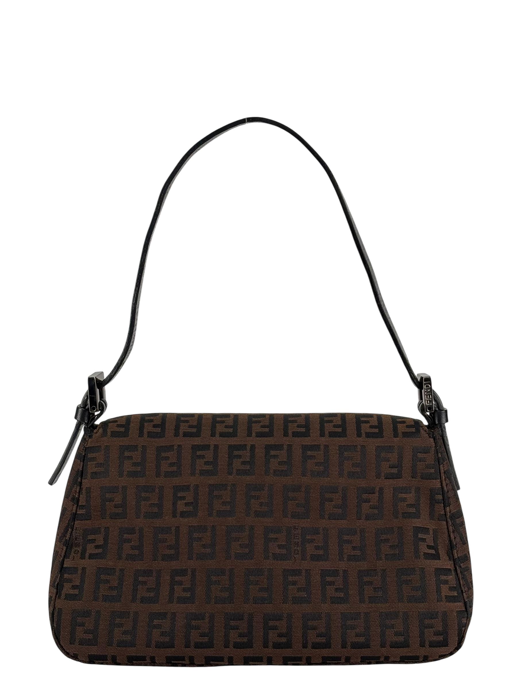 FENDI - Brown Zucca Canvas Leather Shoulder Bag