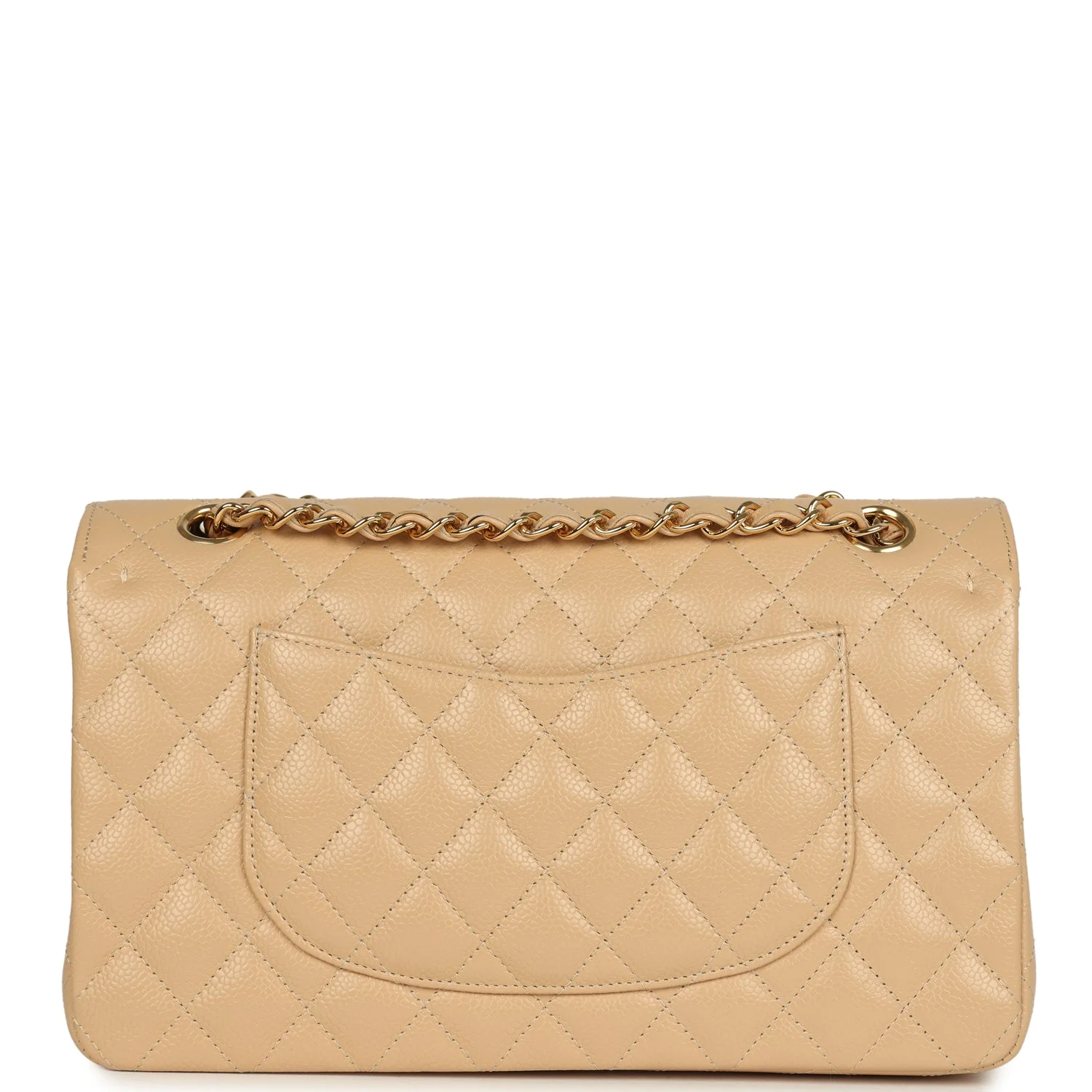 Pre-owned Chanel Medium Classic Double Flap Beige Caviar Gold Hardware