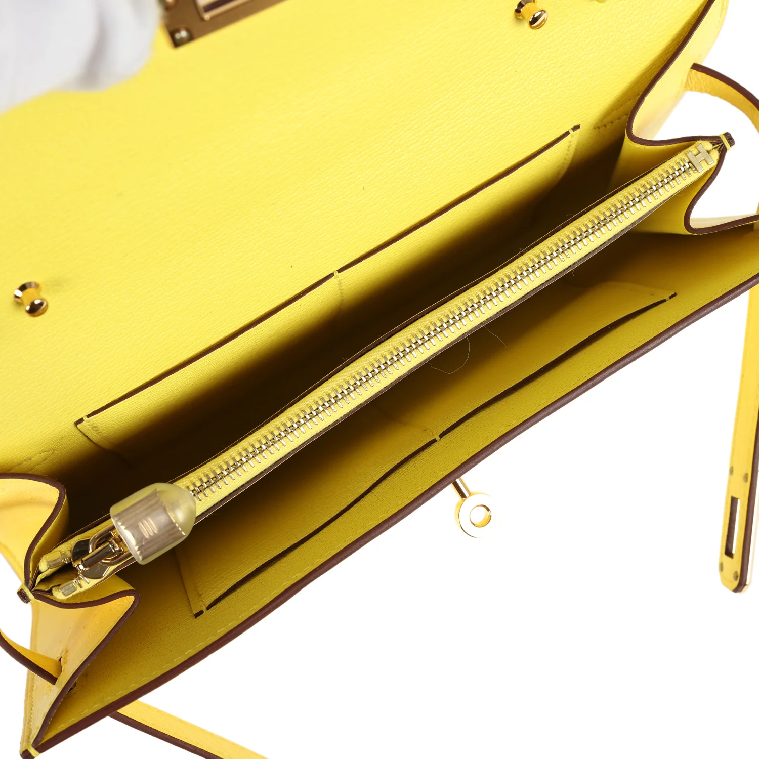 Hermes Kelly To Go Wallet Jaune Citron Ostrich Rose Gold Hardware