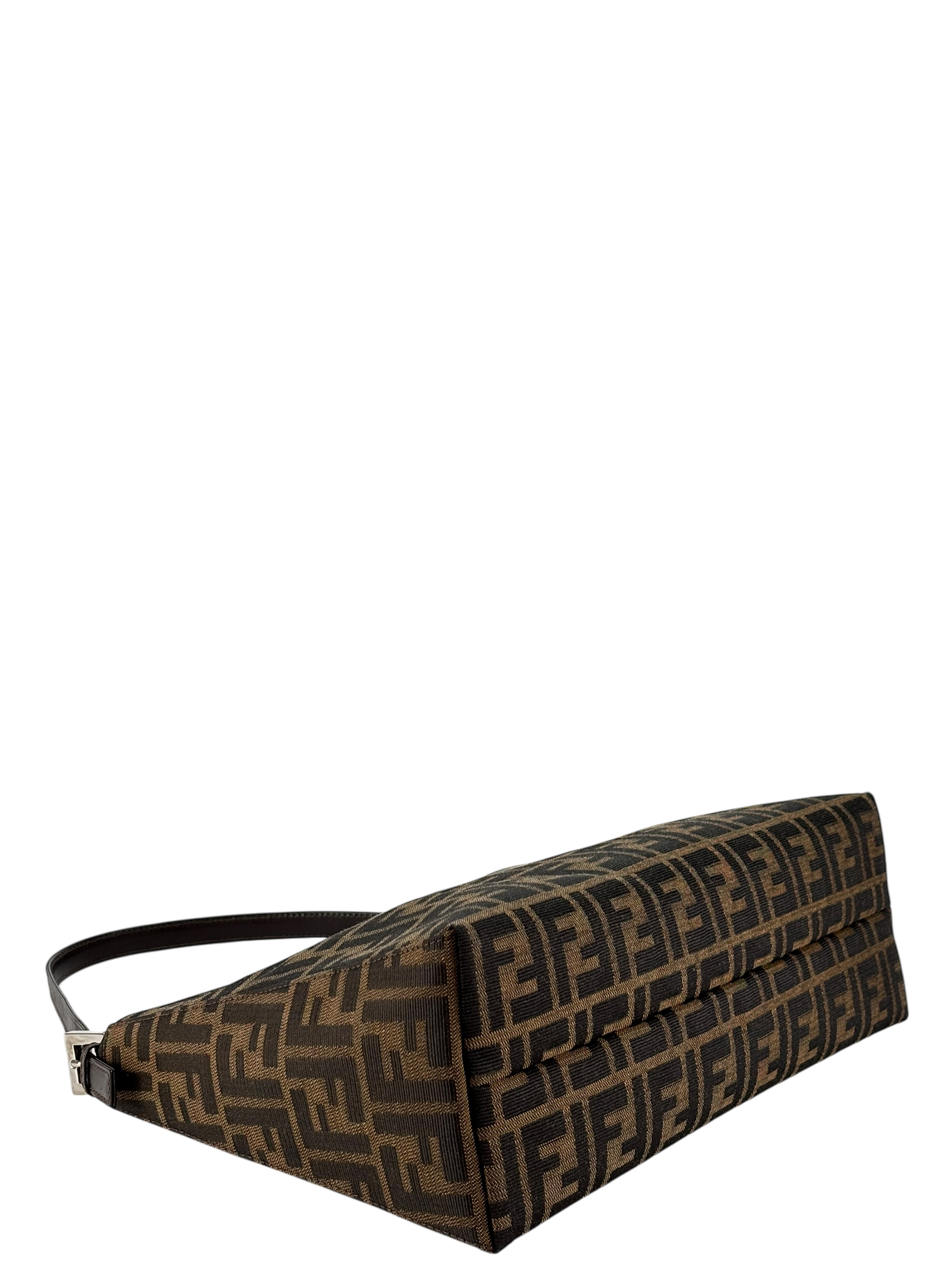 FENDI - Brown Zucca Canvas Leather Shoulder Bag