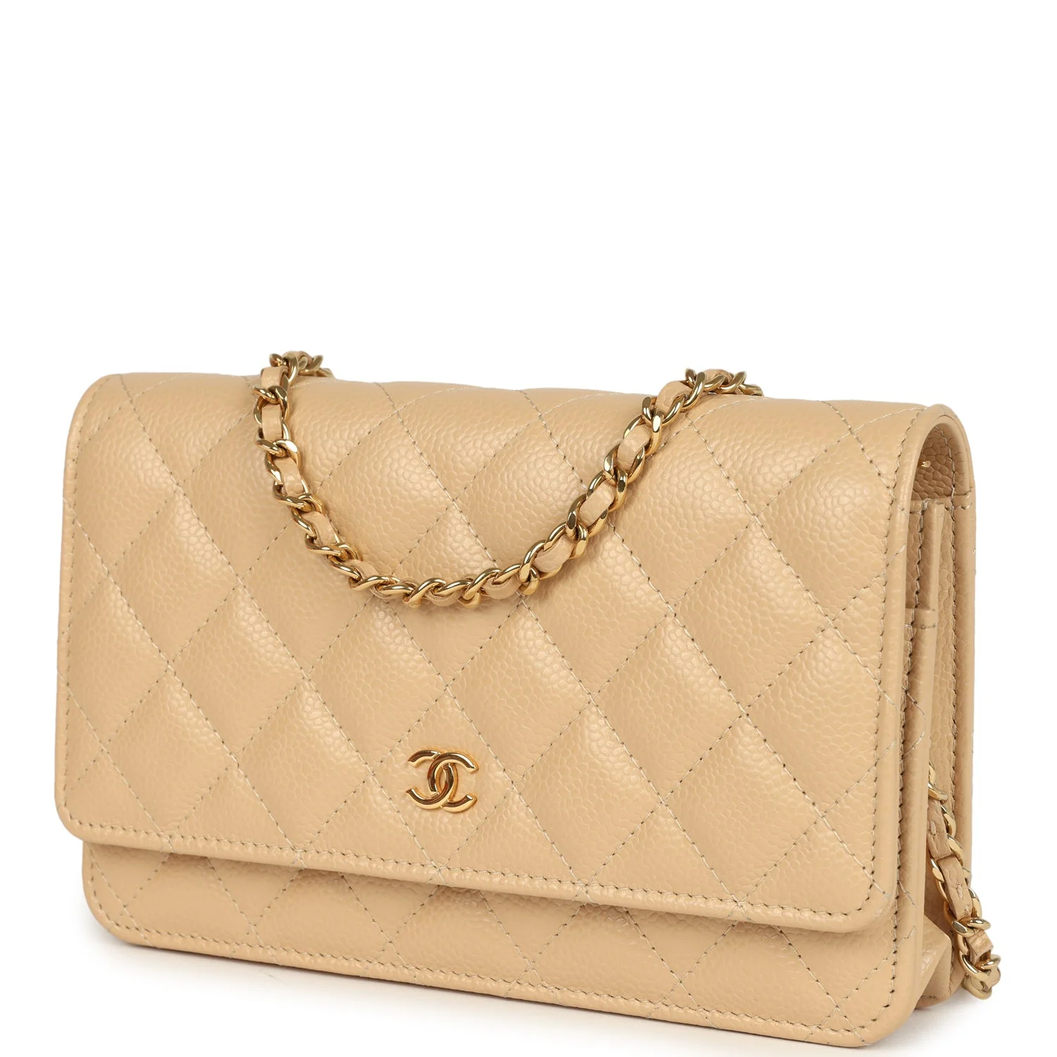 Chanel Wallet On Chain WOC Beige Caviar Gold Hardware