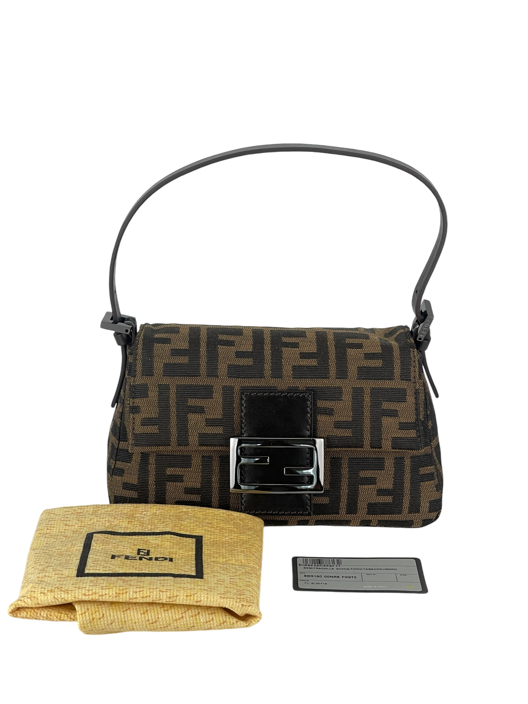 FENDI - Brown Zucca Baguette Handbag Silver Hardware