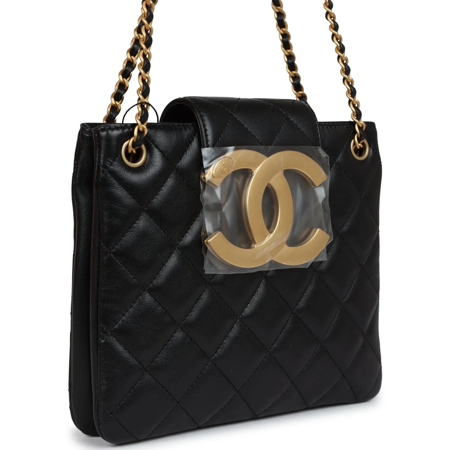 Chanel Small CC Shoulder Bag Black Lambskin Antique Gold Hardware