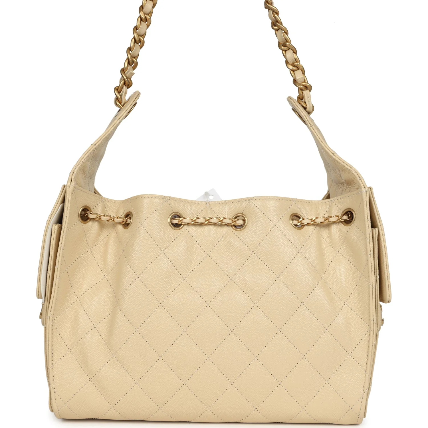 Chanel Small 25 Hobo Bag Light Beige Caviar Antique Gold Hardware