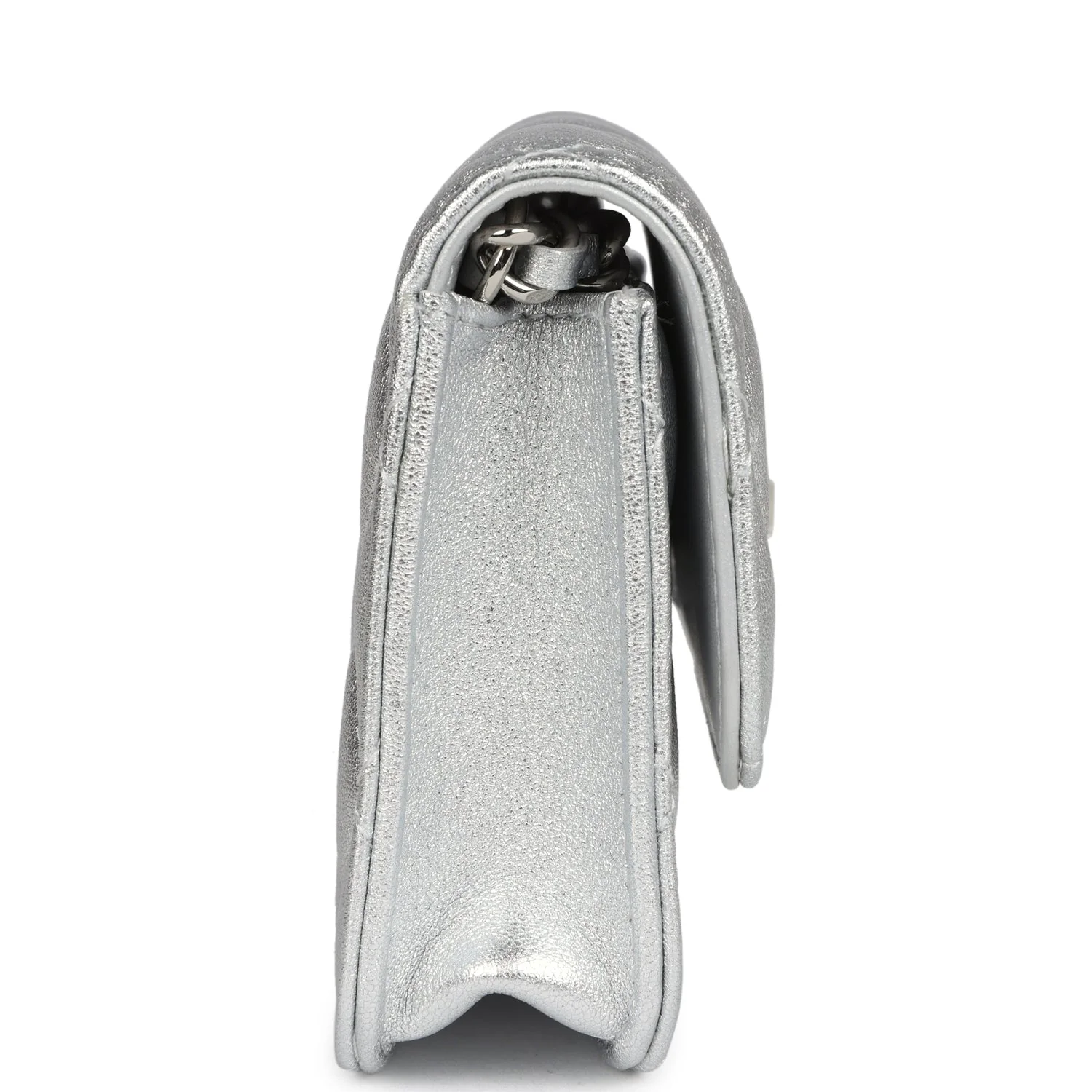 Chanel Crystal CC Walk Of Fame Clutch on Chain Silver Metallic Goatskin Silver Hardware