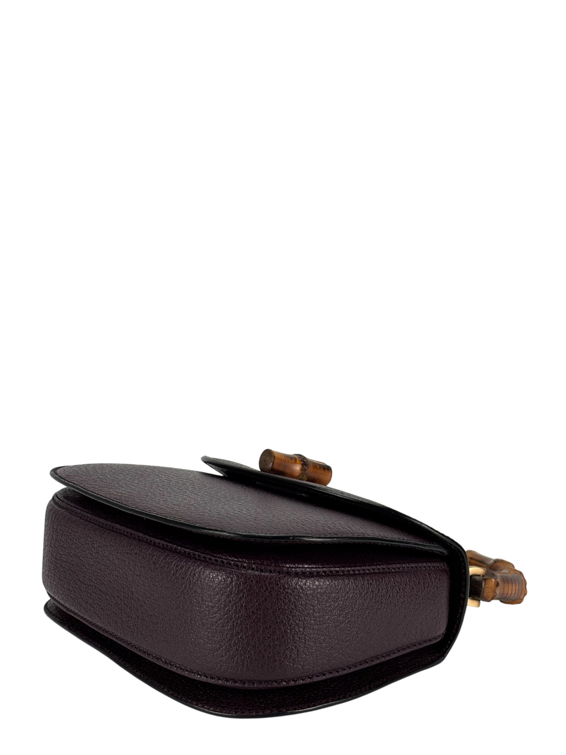 GUCCI - Purple Calfskin Bamboo Hand Bag