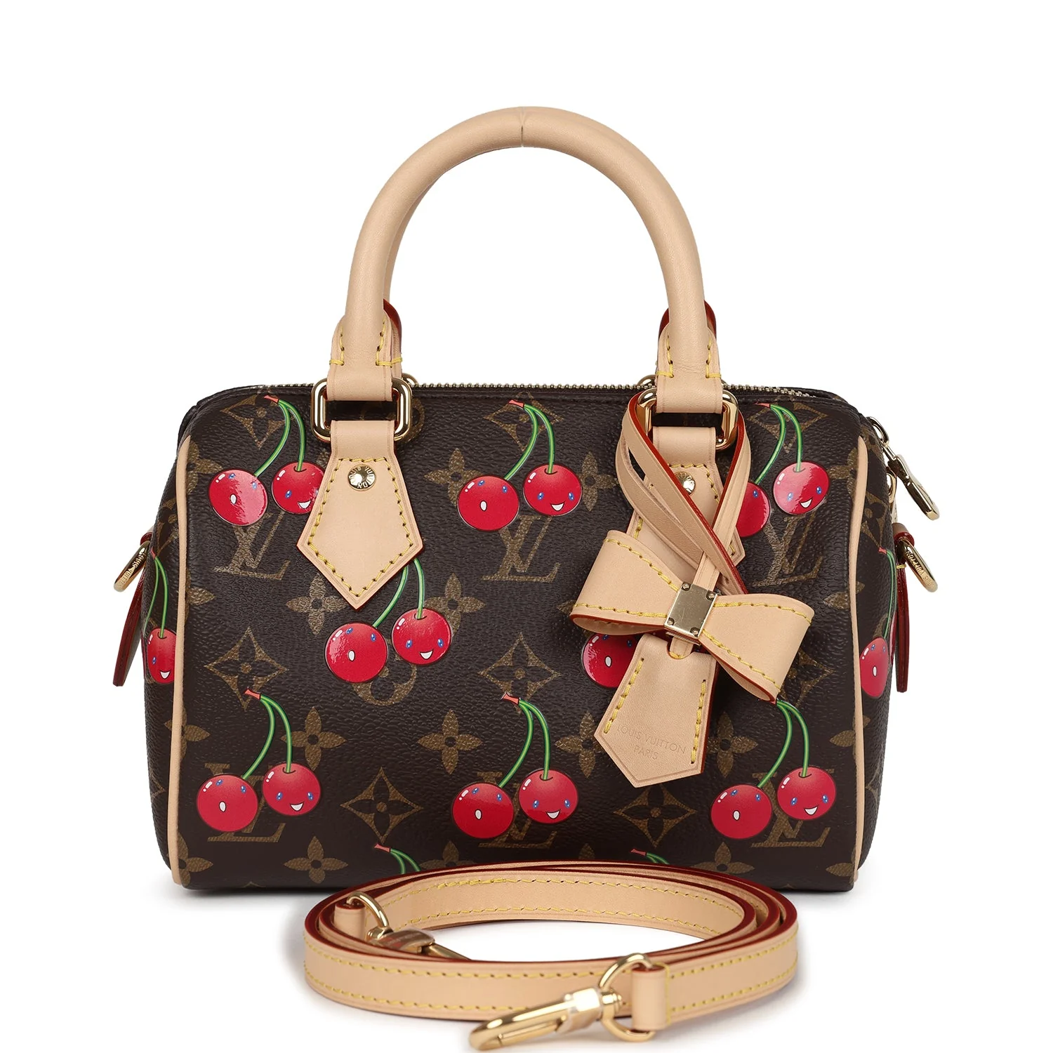 Louis Vuitton X Takashi Murakami Cerises Speedy Bandouliere 20 Bag Brown Cherry Monogram Gold Hardware