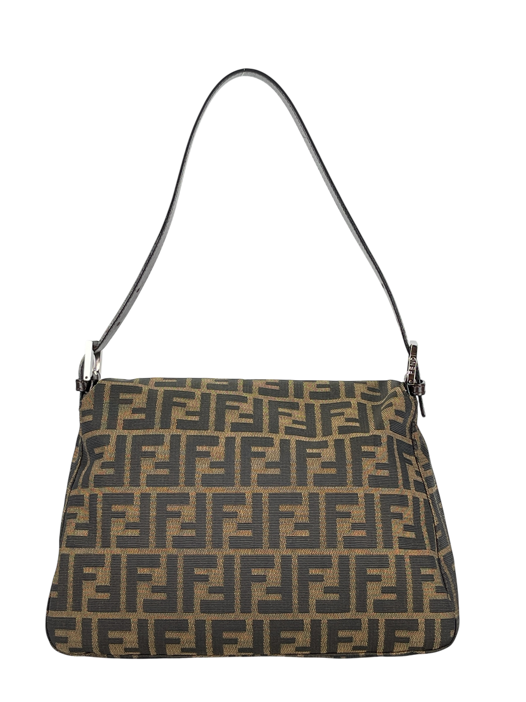 FENDI - Brown Zucca Mamma Baguette Handbag Silver Hardware