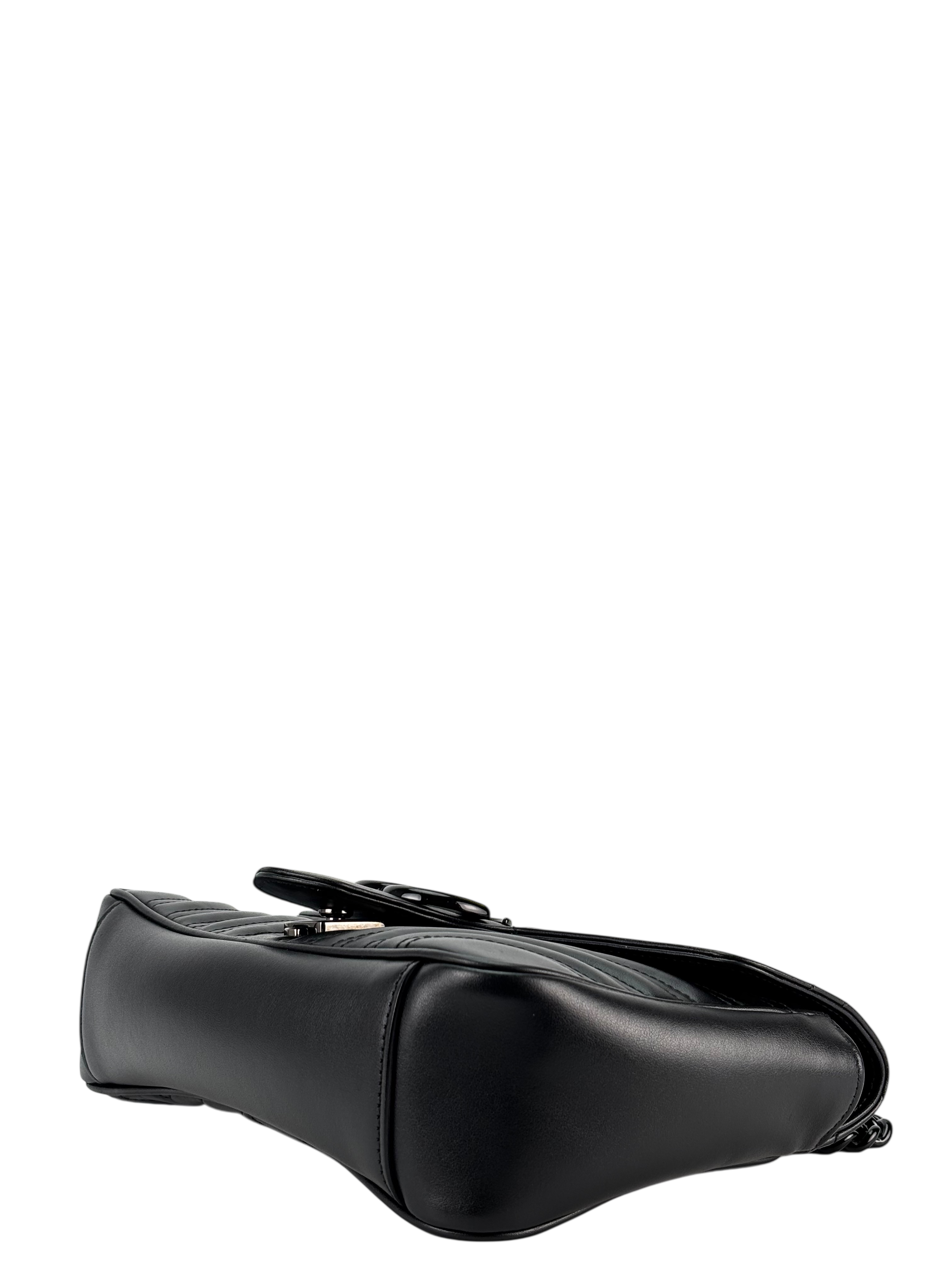 GUCCI - Black GG Marmont Medium Matelasse Shoulder Bag