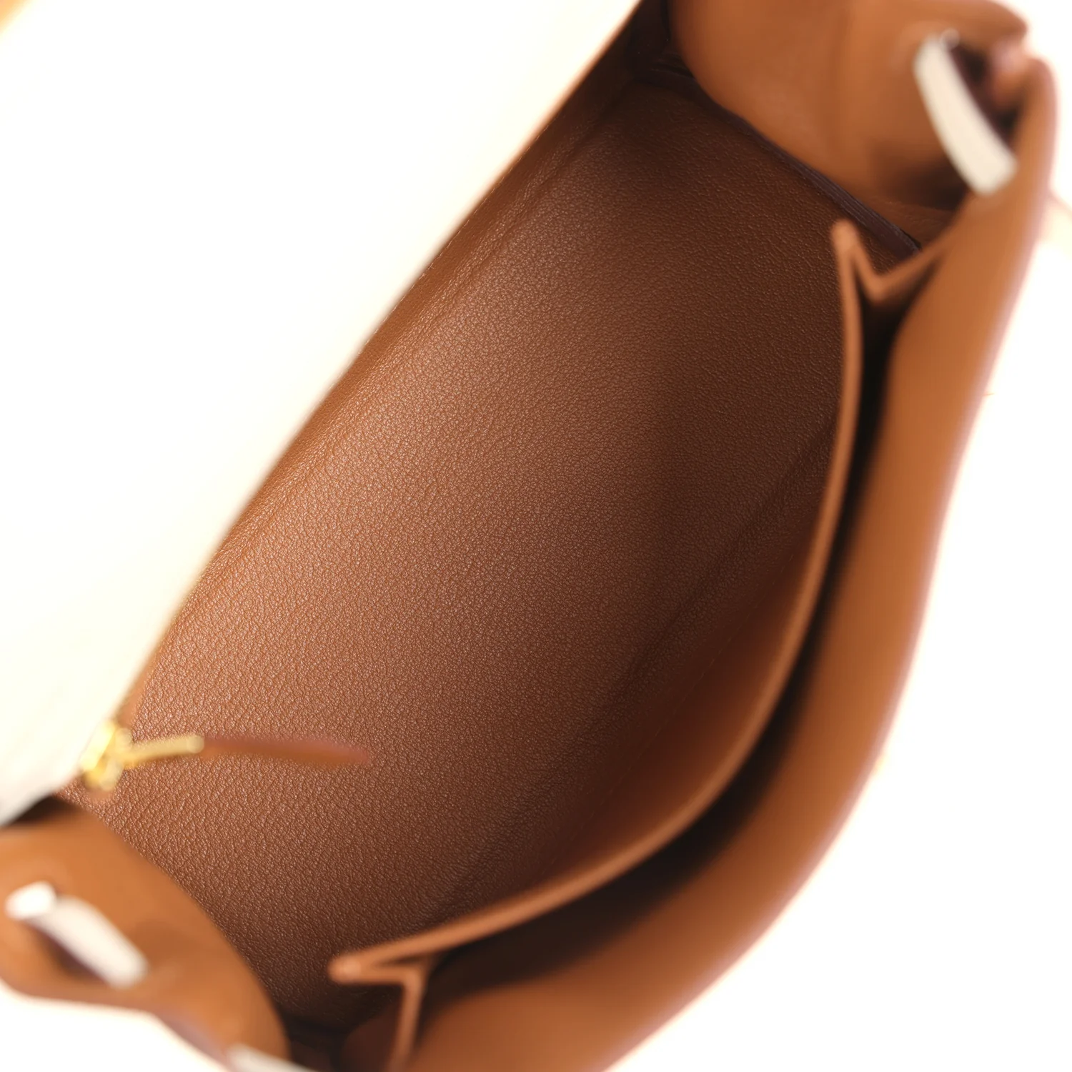 Hermes Special Order (HSS) Kelly Retourne 25 Craie Verso Togo Brushed Gold Hardware