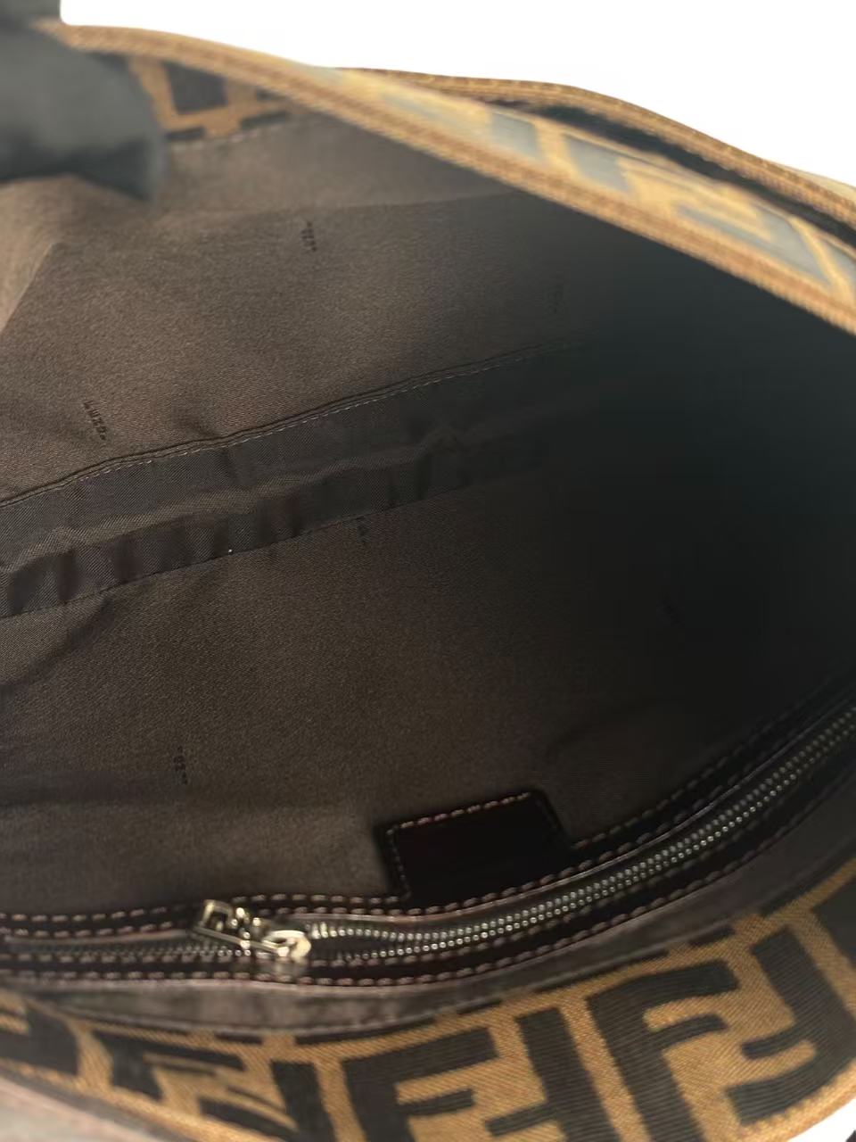 FENDI - Brown Zucca Canvas Shoulder Bag Sliver Hardware