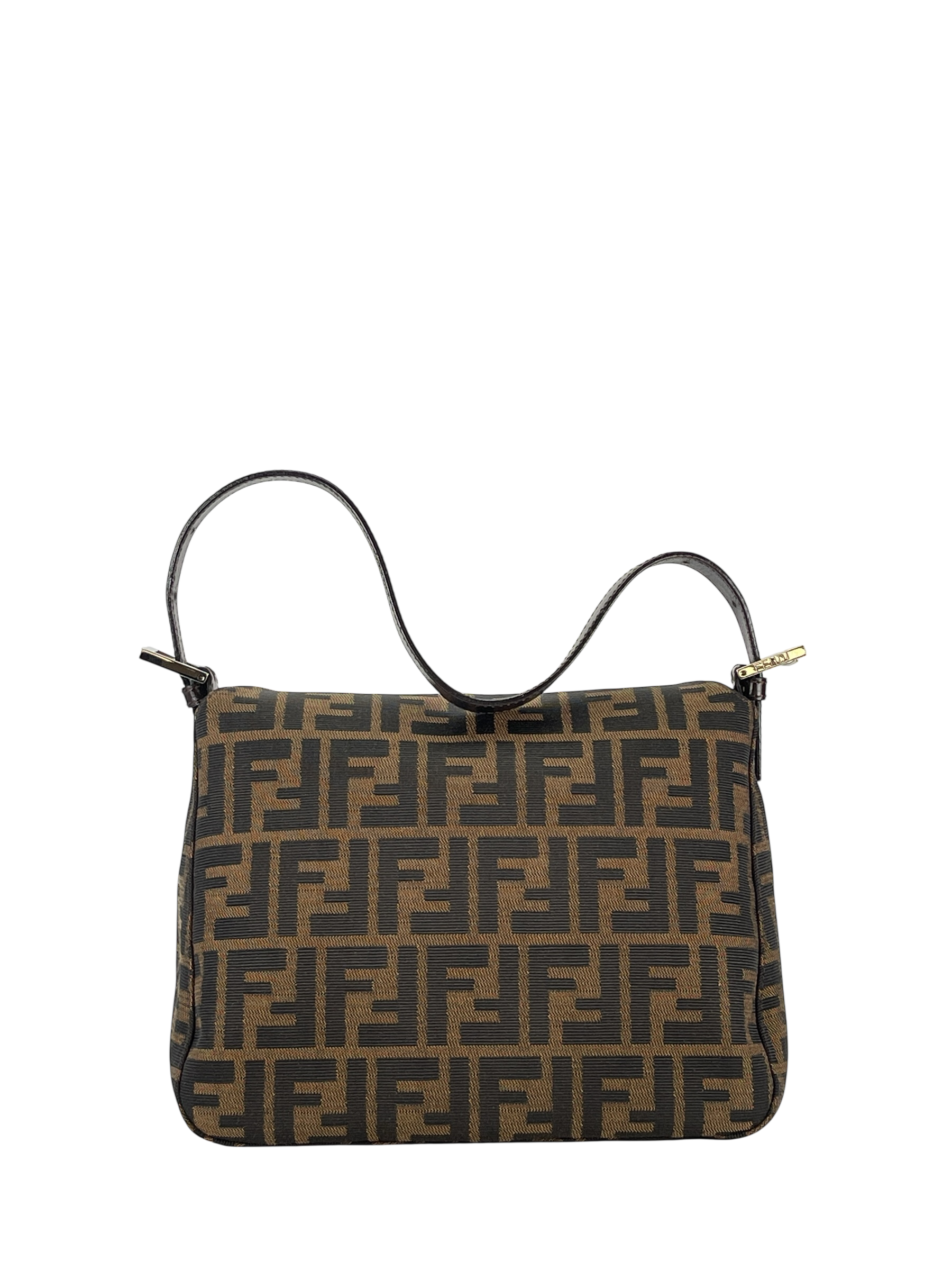 FENDI - Brown Canvas Zucca Shoulder Bag Silver Hardware