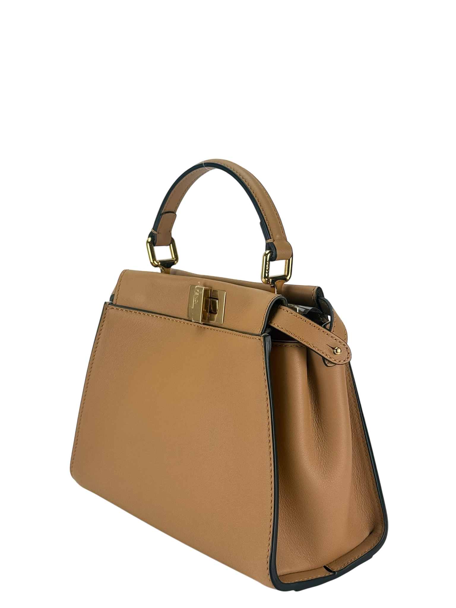 FENDI - Peekaboo Soft Small Brown Calfskin Leather bag Gold Hardware