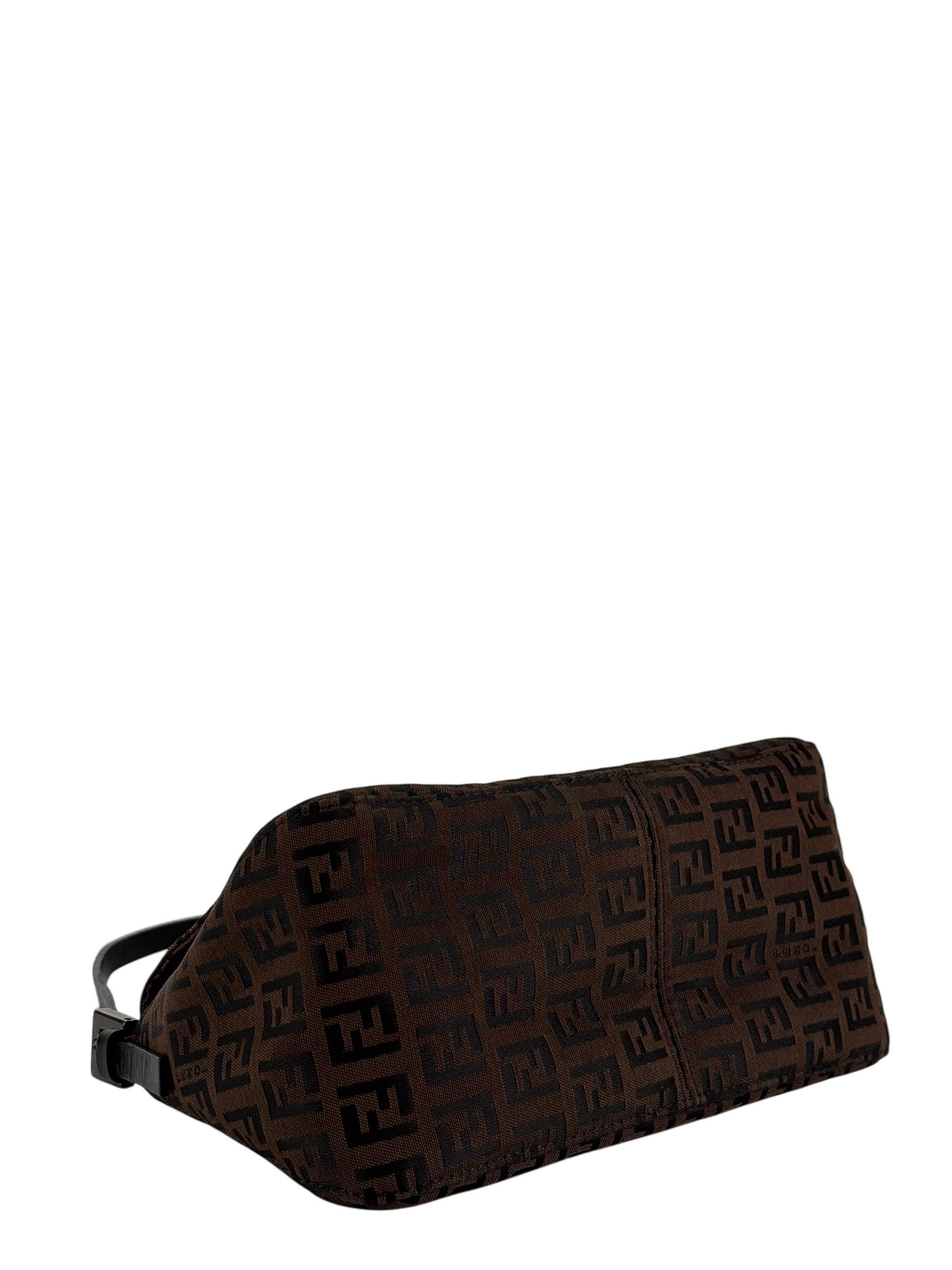 FENDI - Brown Zucca Canvas Leather Shoulder Bag