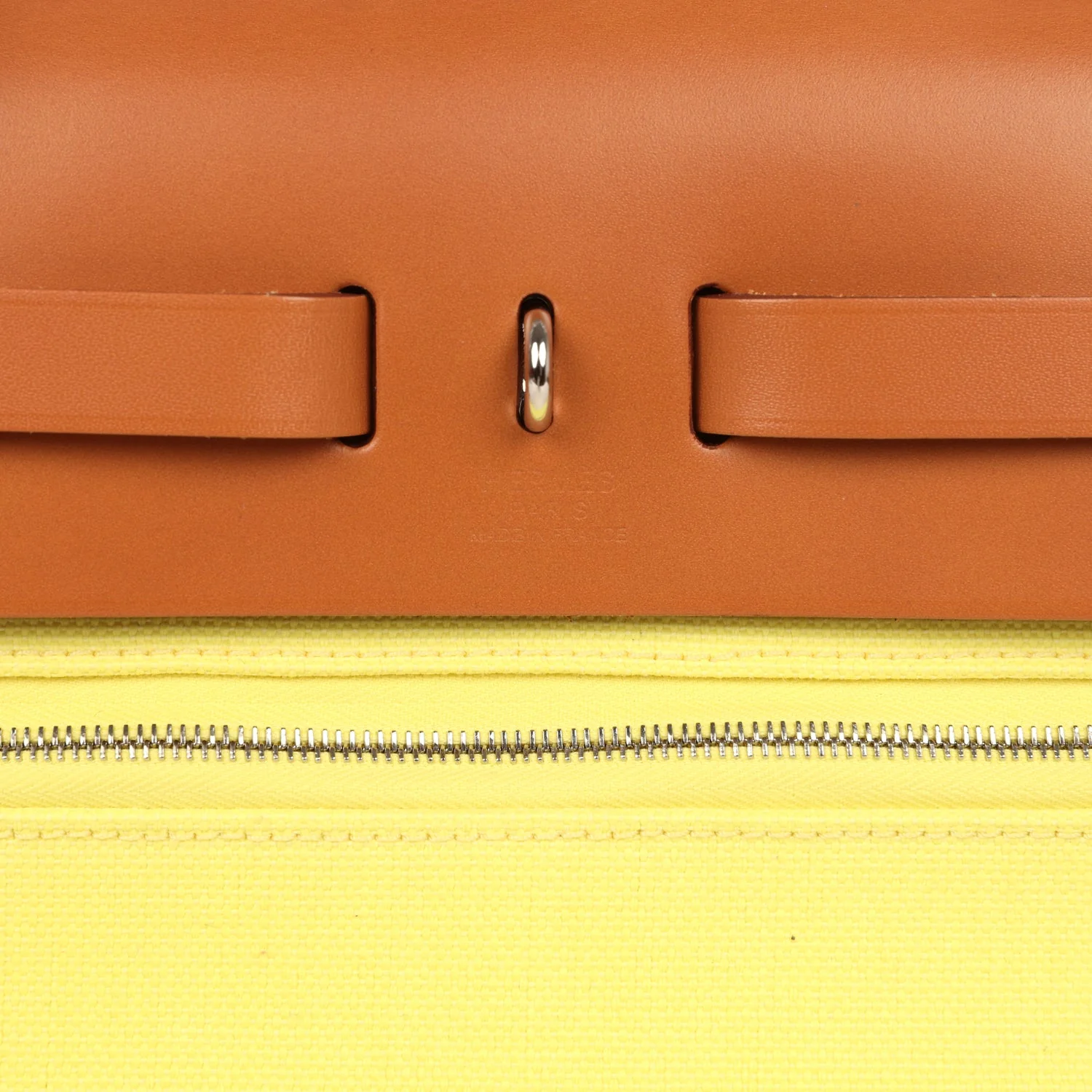 Hermes Herbag Zip PM 31 Jaune Citron Toile H Canvas and Fauve Vache Hunter Palladium Hardware