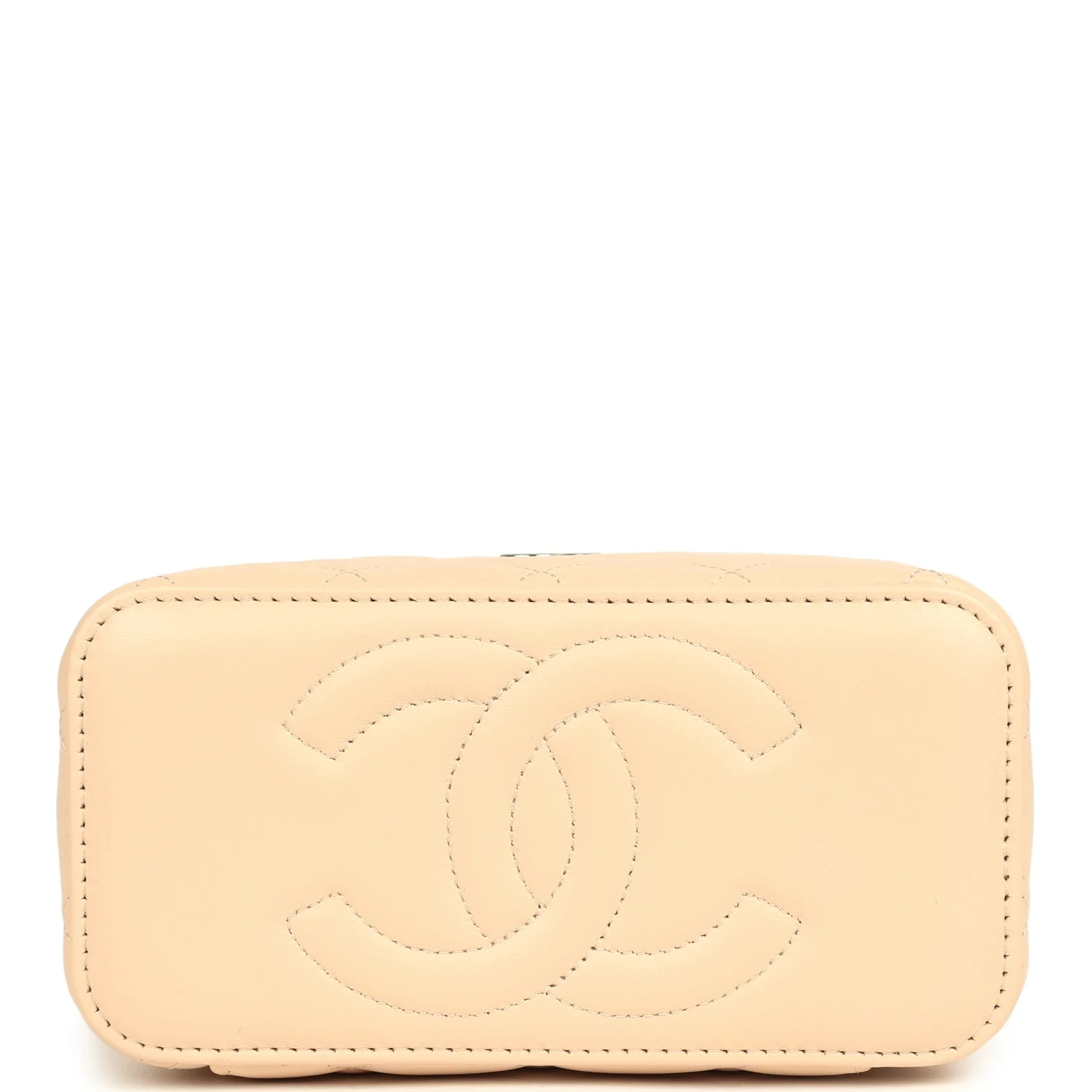 Chanel Small Top Handle Vanity Case Light Beige Lambskin Light Gold Hardware