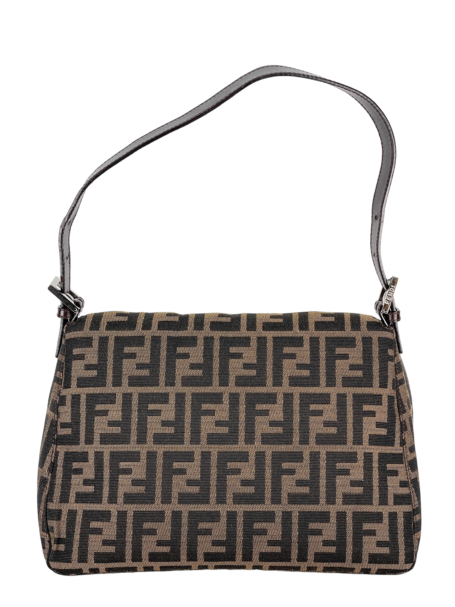 FENDI - Brown Zucca Mamma Baguette Handbag Silver Hardware